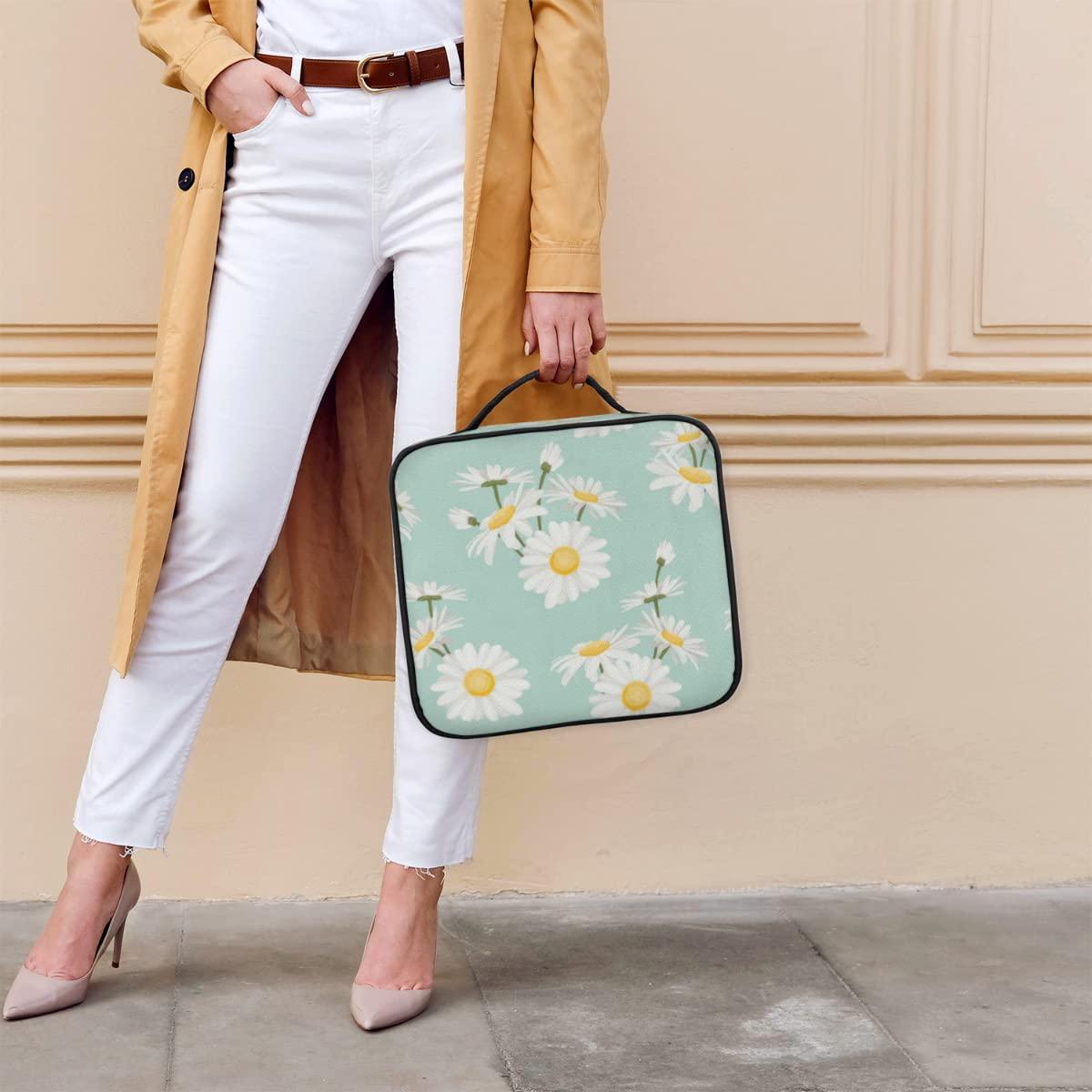 XMNYGJ XMNYGJ Funny Daisy Makeup Train Case Travel Makeup Bag Professional Cosmetic Organizer Portable Storage Box with Adjustable Dividers for Cosmetics Makeup Brushes Toiletry