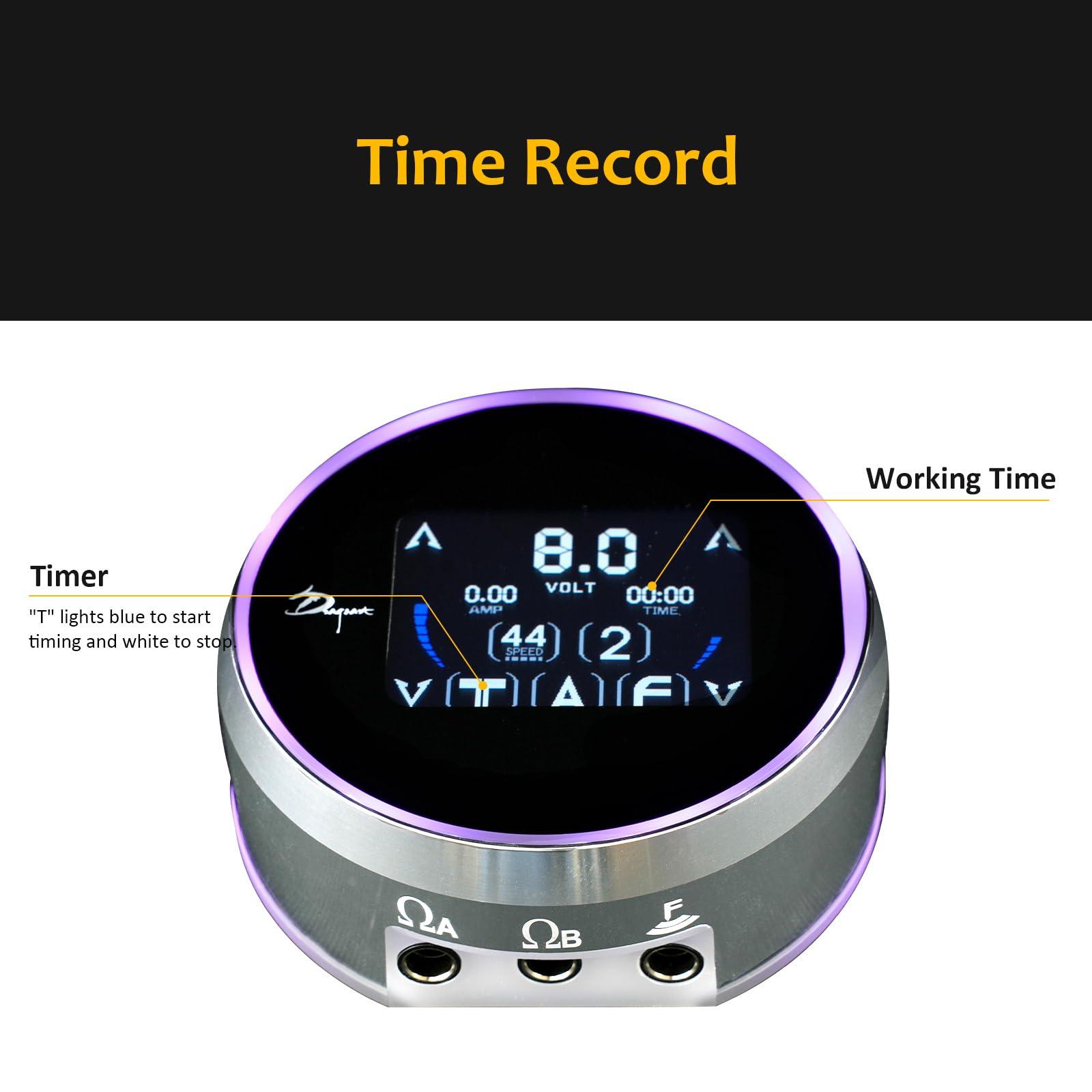 Dragoart Dragoart Aurora 3 Tattoo Power Supply 0-16V for Tattoo Gun Tattoo Machine, Dot-Work 3 Preset Voltages Dual Output Touch Screen Color Varies by Voltage, Professional Tattoo Power Supply Box(Black)