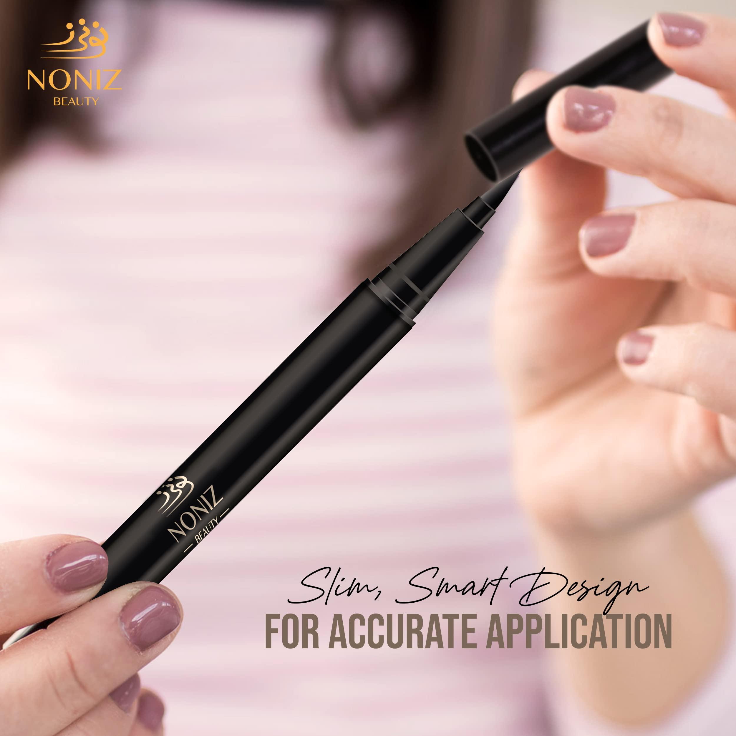 NONIZ NONIZ Black Liquid Eyeliner - Water Proof Ultra Matte Long Lasting Slim Jet - Black Eye Liner - 100% Intense Black - Smooth Easy Application Pen Liner