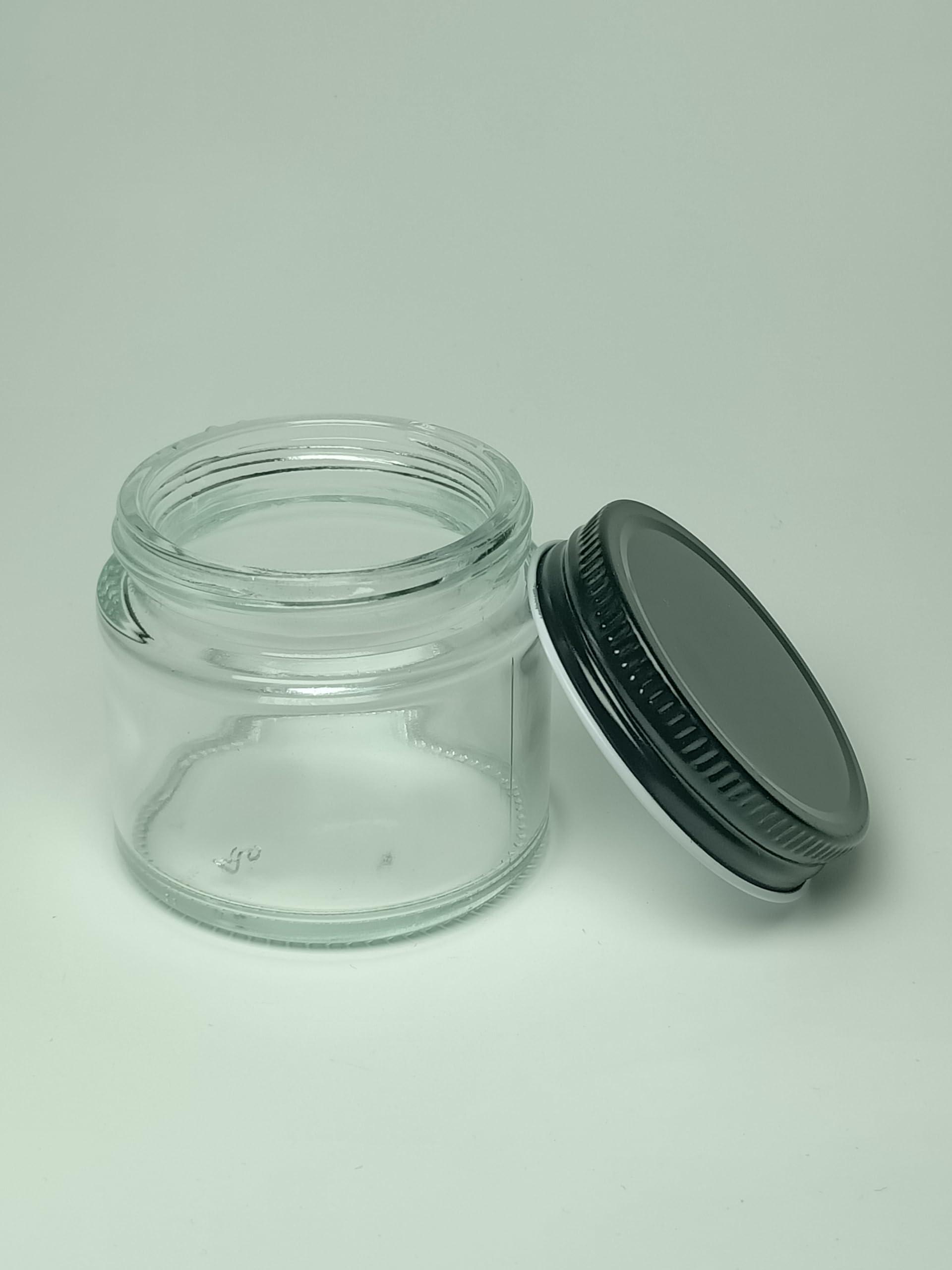Liberty Leather 3 OZ Mini Round Clear Glass Jars with Black Lids, Perfect for Storing Lotions, Powders, Ointments, and Travel Toiletries, Ideal for Slime Containers (Pack of 24)