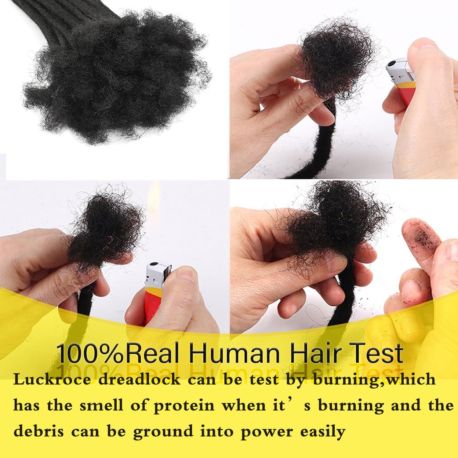 Luckroce Loc Extension Human Hair Locs 0.4cm Dreadlock Extension Natural Black Human Hair 8 Inch 100 Strands Locs Human Hair Full Handmade Permanent Locs Can Be Dyed and Bleached for Women Men