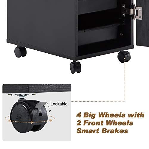 BarberPub BarberPub Beauty Salon Trolley Storage Cart Hair Dryer Holder Stylist Equipment with Lockable Rolling Wheels, Drawer (Black)