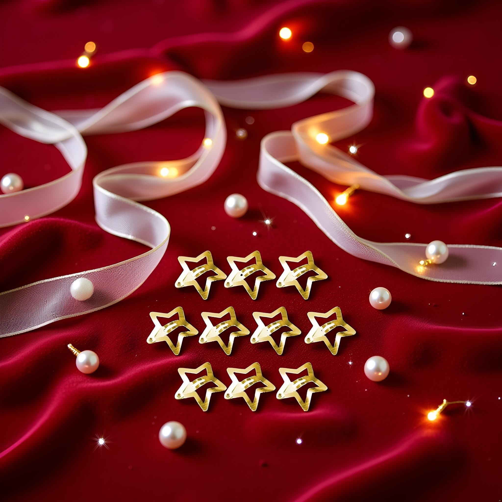 Jowxsx 10 Pcs Gold Star Hair Clips Metal Snap Hair Clips Hair Barrettes Hair Side Clamps Headdress Cute Hair Accessories for Women Girls Kids