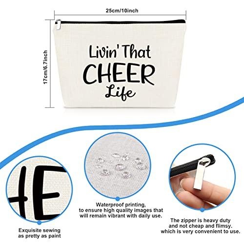 Mikela Cheerleading Gift Cheer Makeup Bag for Girls Women Cheerleader Gift Cheer Life Cosmetic Bags Cheer Team Gift Cheer Mom Gift Travel Make Up Bag Christmas Mother's Day Birthday Gift Cosmetic Pouch