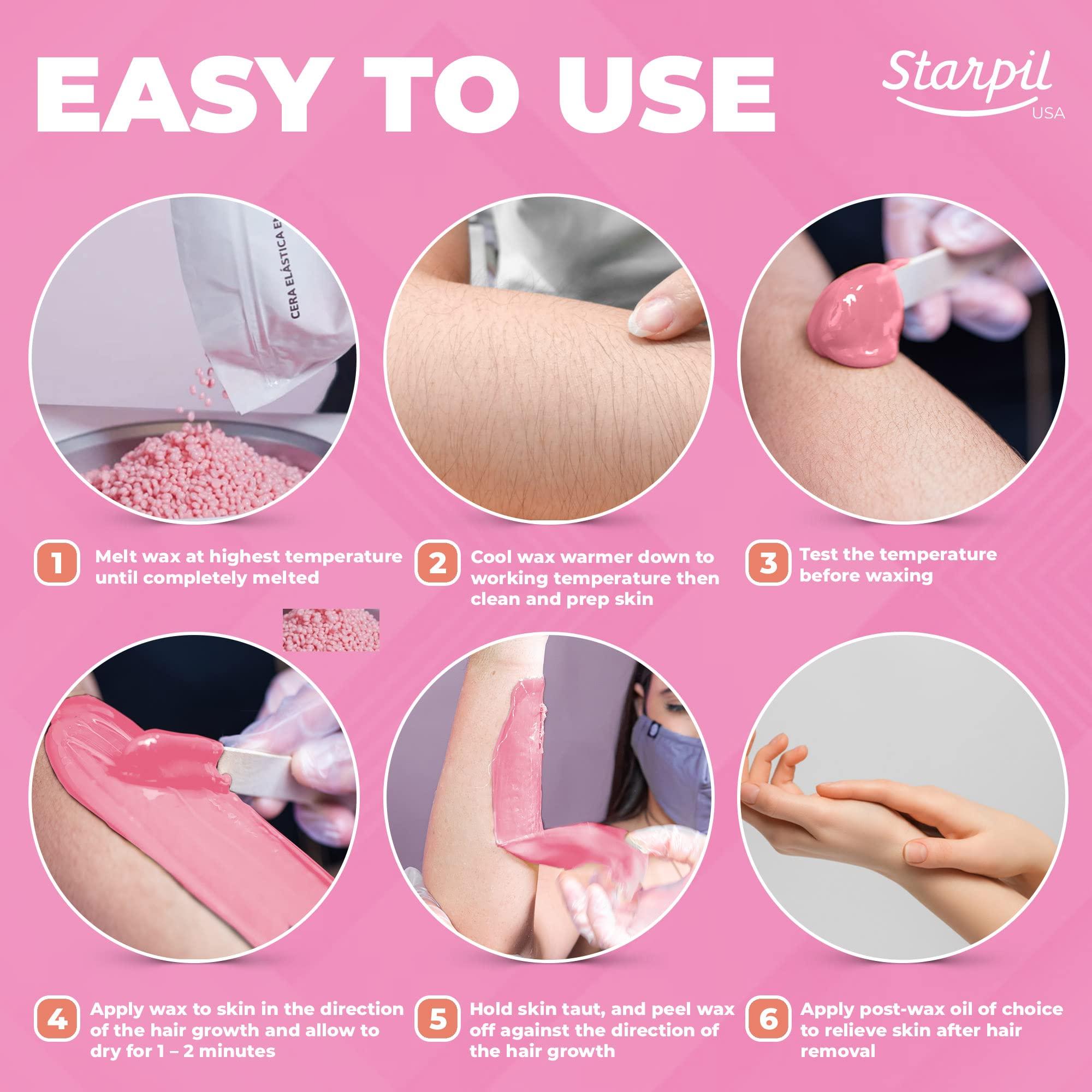 Starpil Starpil Wax 1000g / 2.2 lb Pink Hard Wax Beans for Painless Hair Removal, Stripless Wax Beads , Polymer Blend Low Temperature Wax for Face, Bikini, Brazilian, Legs, Underarm, Back and Chest.