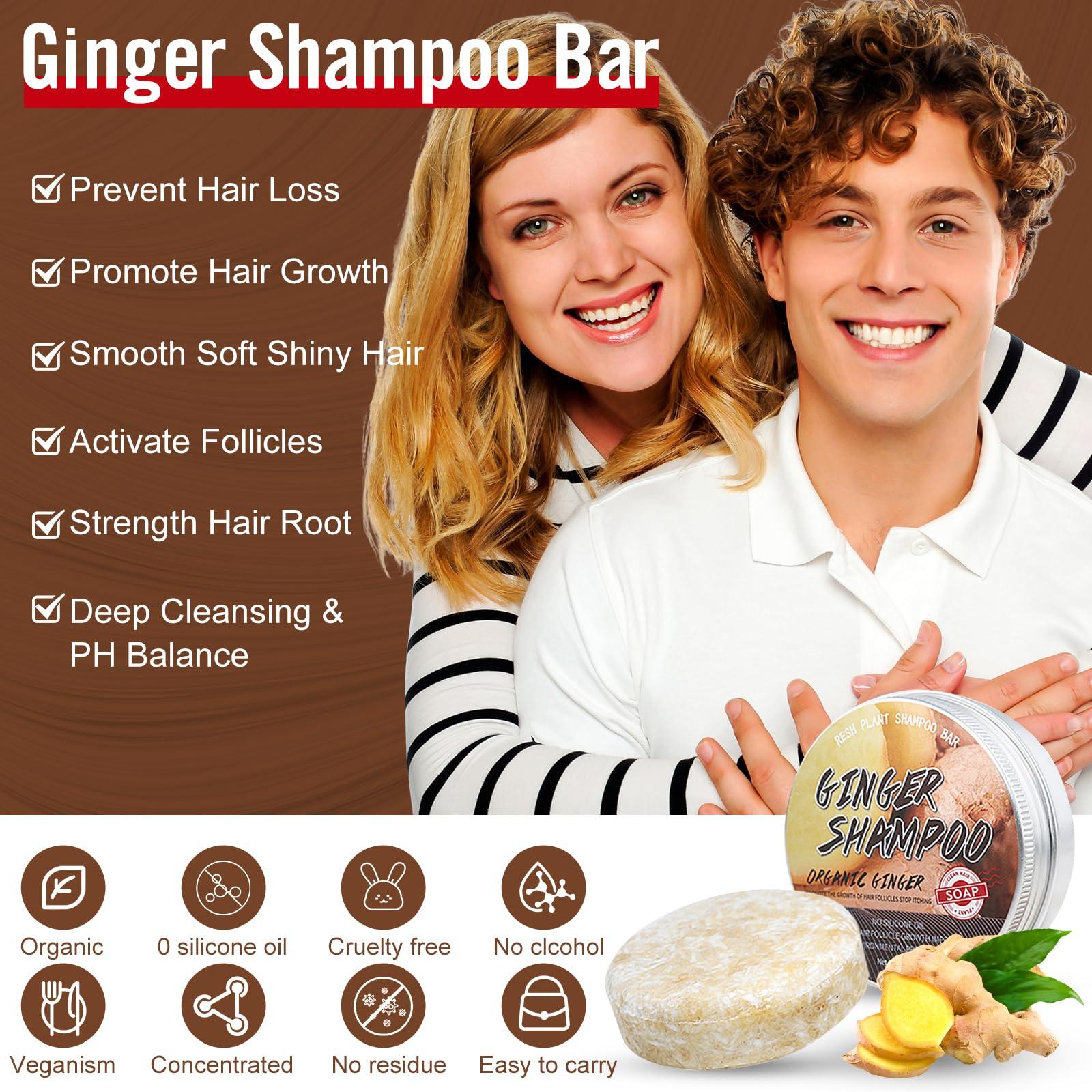 Hotiary Hotiary Ginger Hair Regrowth Shampoo Bar and Conditioner Set, Natural Organic Ginger Shampoo Soap Bar for Hair Growth Anti Hair Loss, PH Balance, 0 Silicone Oil