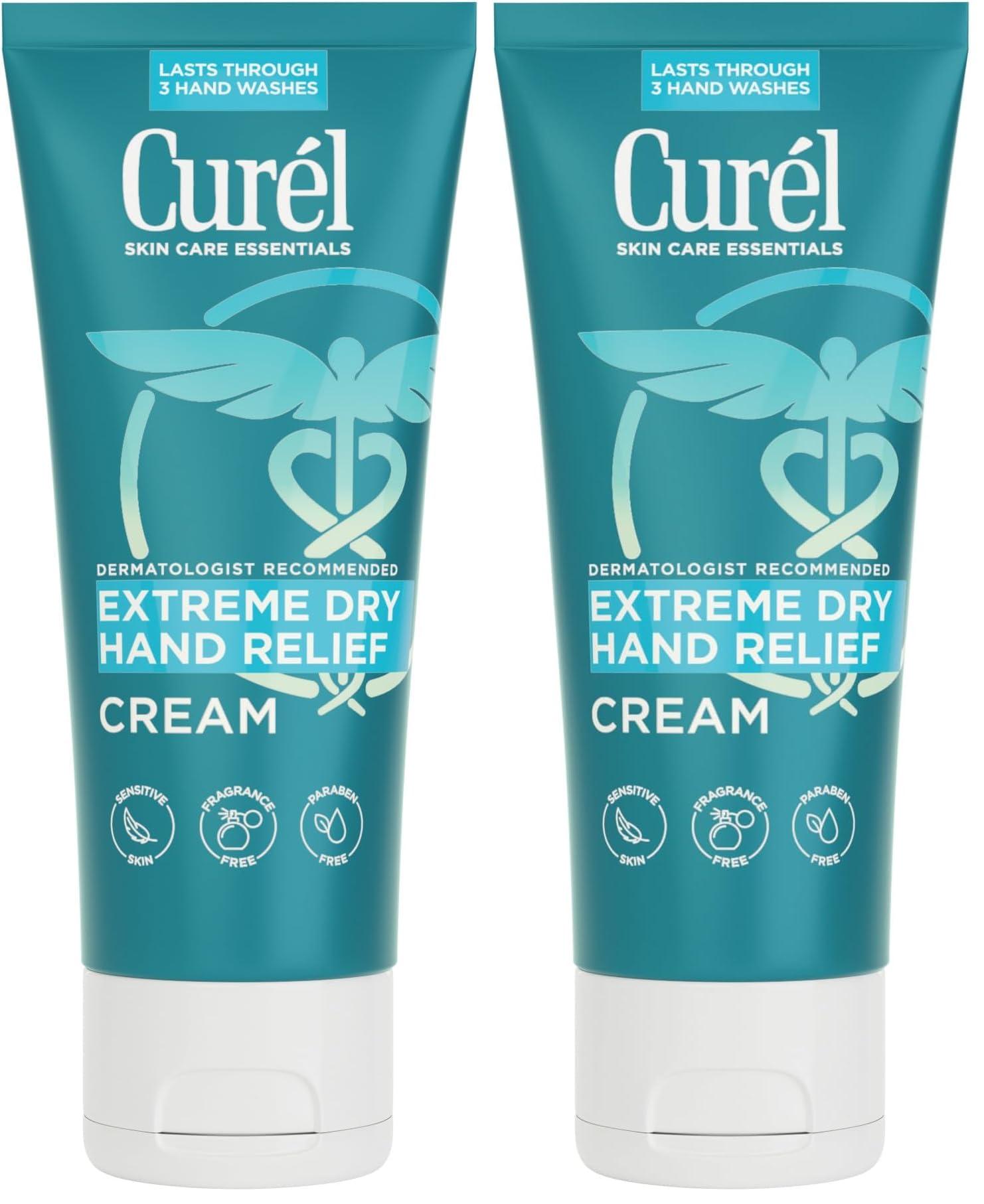 Curel Curel Extreme Dry Hand Dryness Relief, Travel Size Hand Cream, Easily Absorbed for Long-Lasting Relief after Washing Hands, with Eucalyptus Extract, 3 Ounces (Pack of 2)
