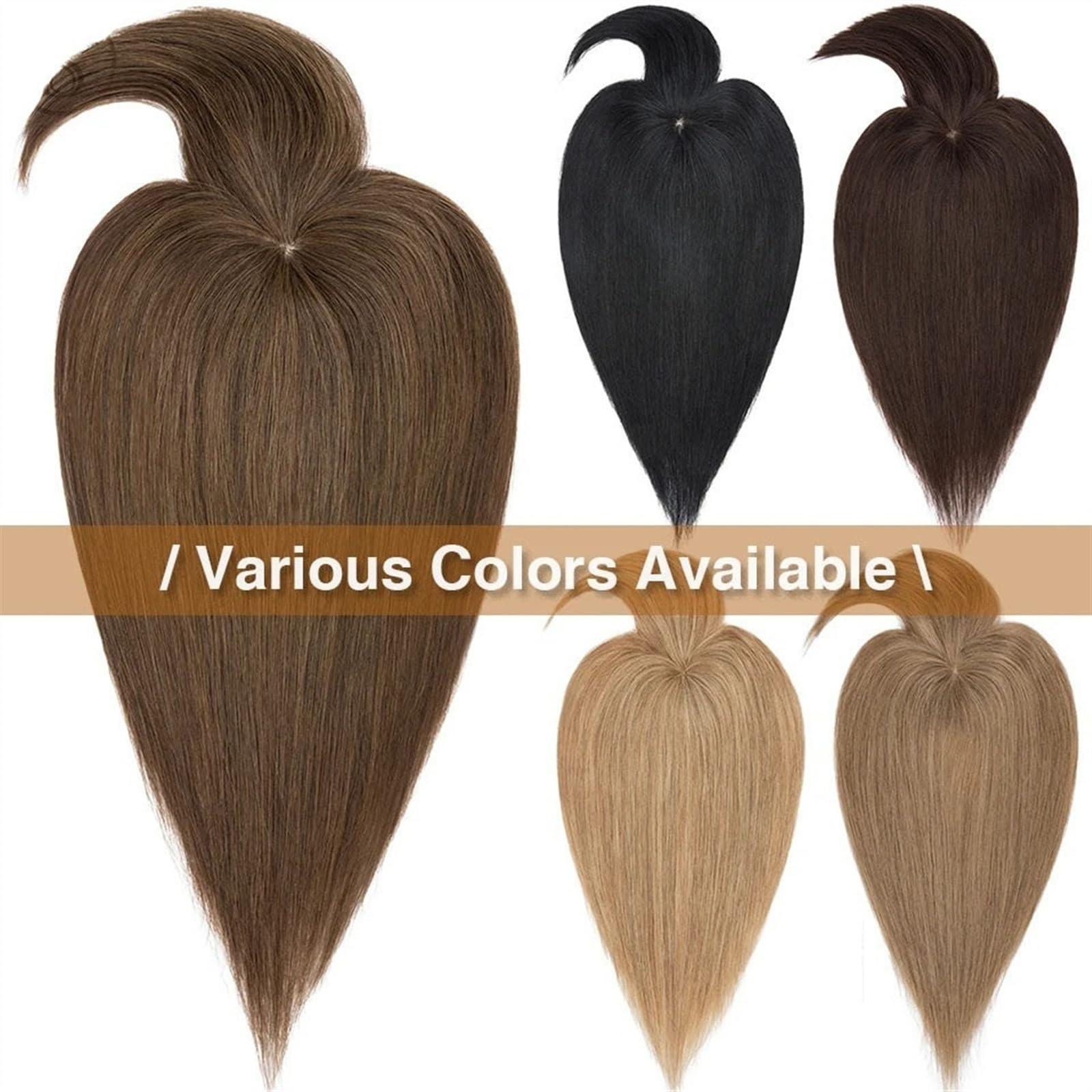 YUXING1205 Hair Toppers for Women Straight Human Hair Topper with Bangs Crown Topper Hair Pieces for Women 8.5x8.5cm Machine-made Lace Base Wiglet Topper for Thinning Hair Hair Toppers for Women Real Human Hair