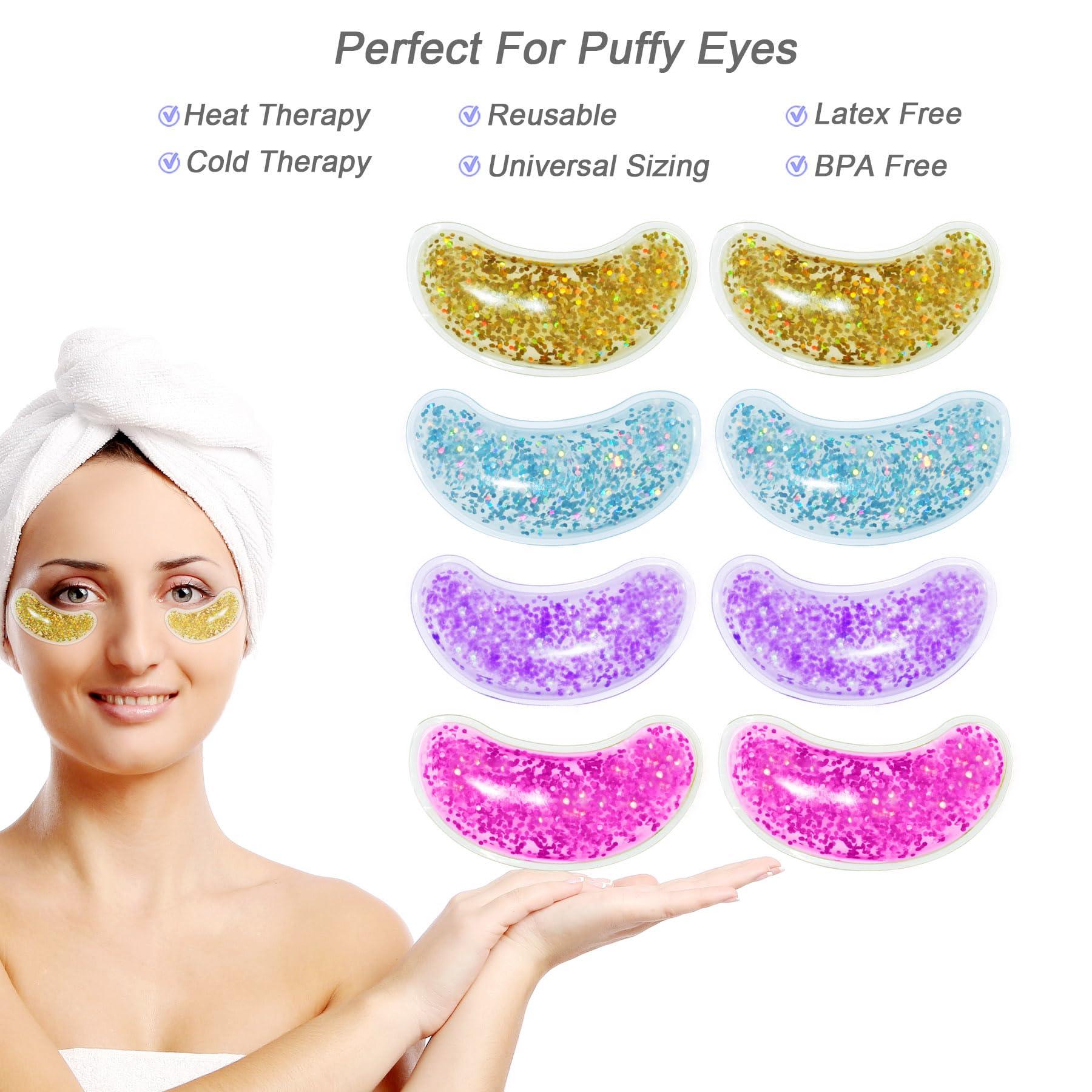 GELMAY Under Eye Patches for Puffy Eyes, Reusable Ice Gel Eye Pad Cooling Eye Patch Hot Cold Therapy Eye Mask 8 Pack