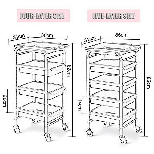 ZJING ZJING Salon SPA Beauty Rolling Trolley Cart, Storage Organizer Drawers, Hairdressing Tool Station Mobile Makeup Cases, Hair Salon Cart W/Hairdryer Holder,P