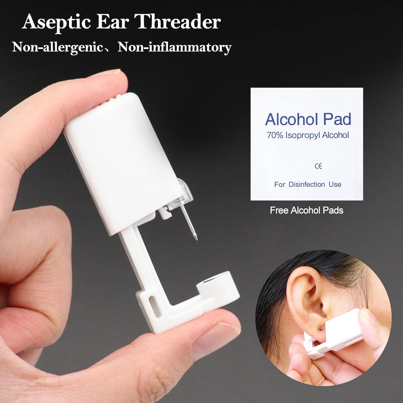 HAIJSEVR 4 Pcs Ear Piercing Kit Painless, Piercing Kit Disposable with Ear Studs, Ear Piercing Gun Safety Asepsis, Peircing Kit Self Piercing Gun with Sterilised Cotton Pads for Women Men