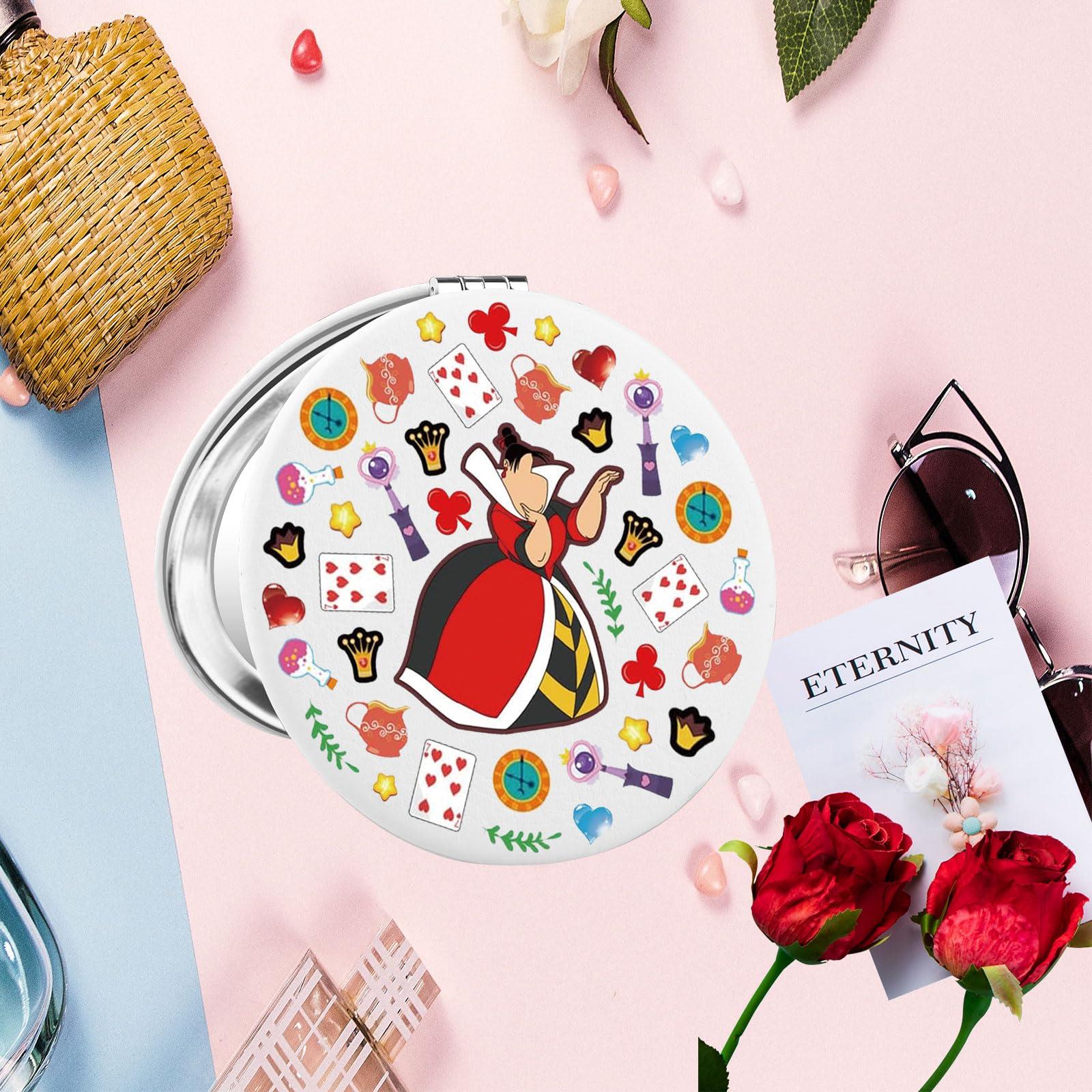 LQRI LQRI Alice Cartoon Movie Gift Witch Evil Queen of Hearts Compact Mirror Witch Queen Gift Villains Makeup Mirror Gift