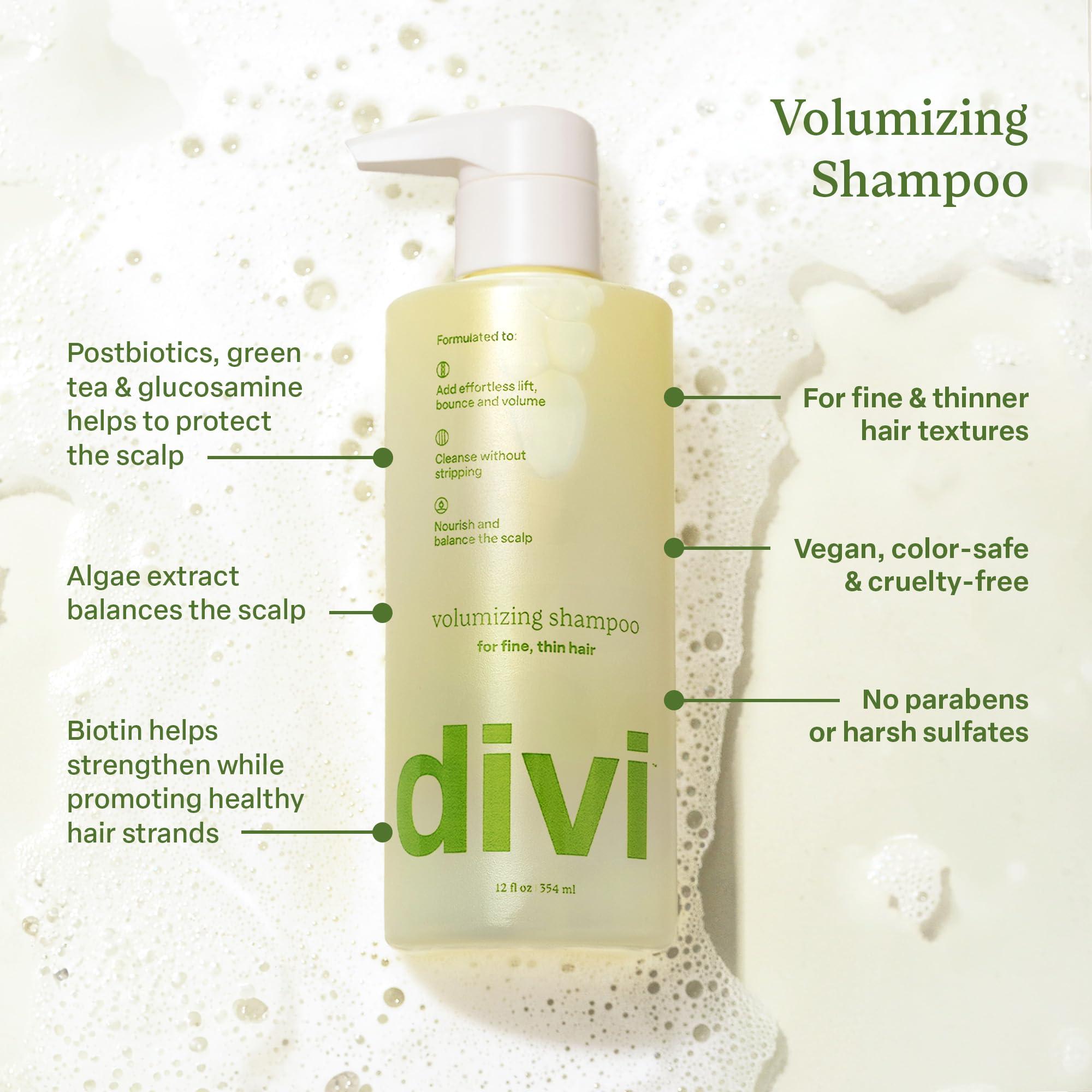 divi divi Volumizing Shampoo for Women and Men - Lightweight Volume Shampoo for Fine Hair - Formulated to Cleanse, Nourish and Balance the Scalp, 12 Fl Oz.