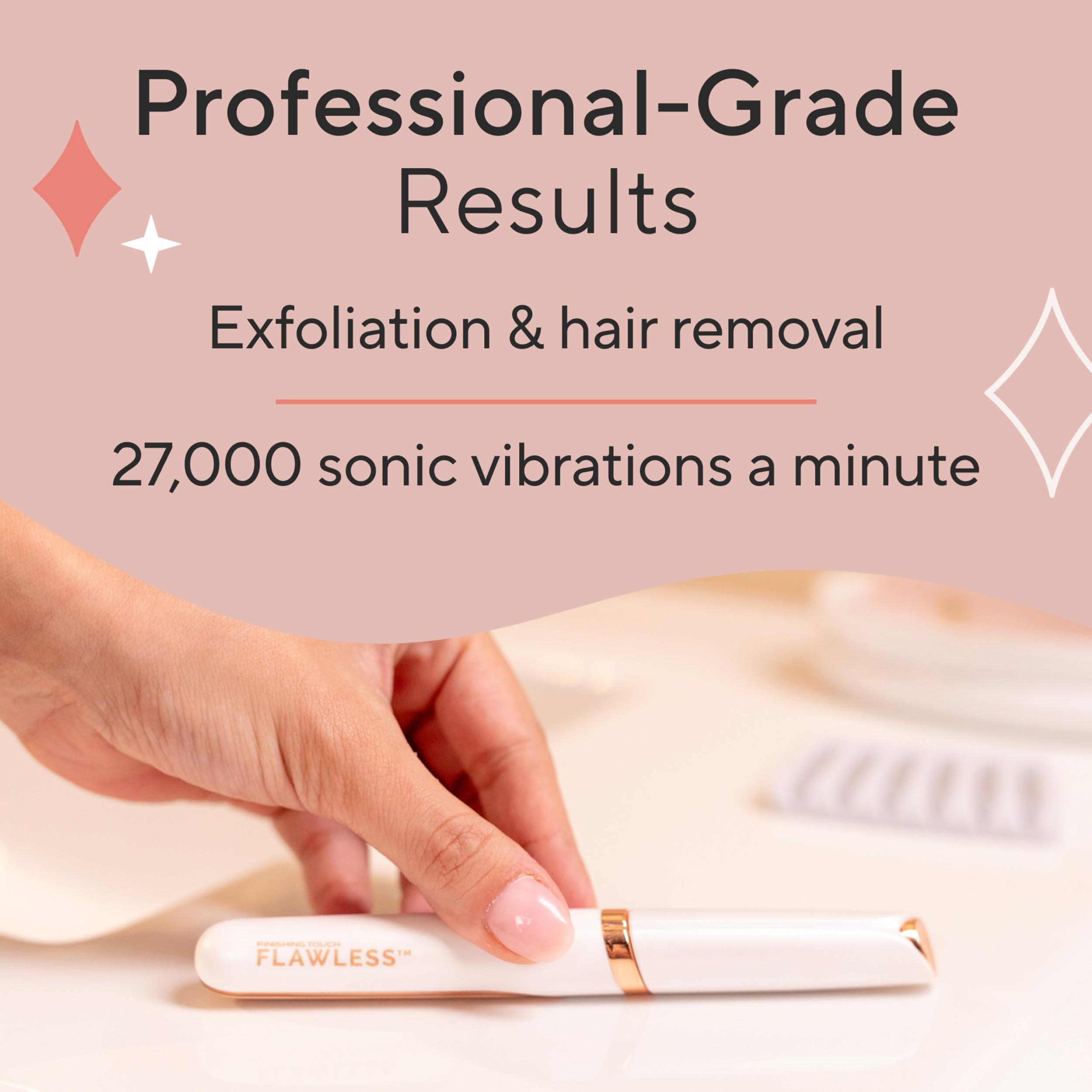 Finishing Touch Flawless Finishing Touch Flawless Dermaplane Glo Sonic Lighted Facial Exfoliator, Electric Vibrating Dermaplane Razor for Dermaplaning, Facial Hair Removal, 6 Replacement Heads