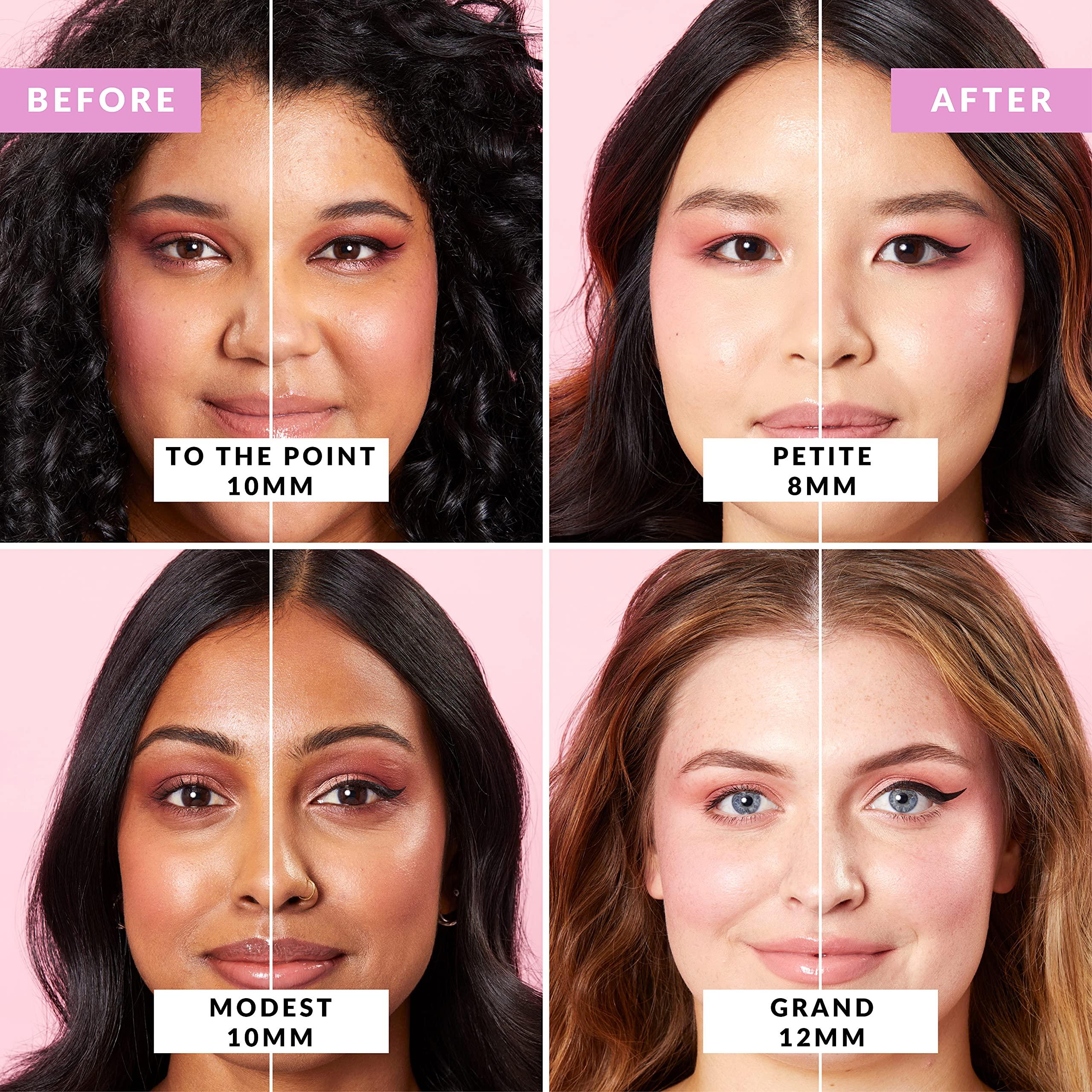 The Quick Flick The Quick Flick Winged Eyeliner Stamp Waterproof & Smudge Proof Vegan Cat Eye Stamp Eyeliner 4mm Thick Winged Stamp & 10mm To the Point Felt-Tip Hypoallergenic Eyeliner Pen (Intense Black-2 Pen)