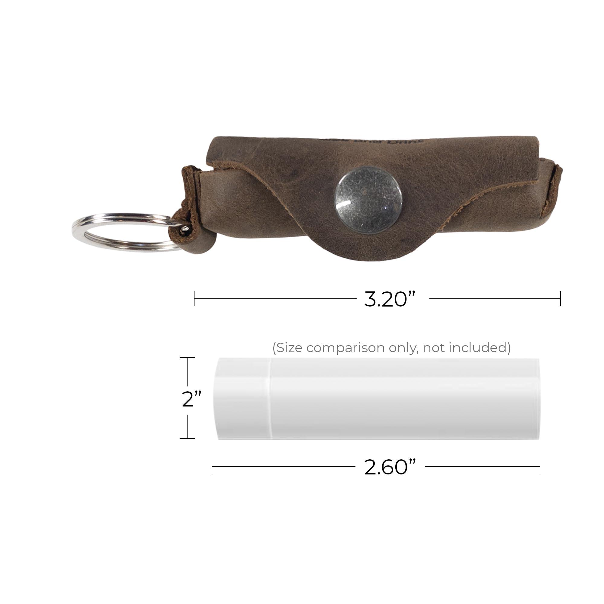 Hide & Drink Hide & Drink, Lip Balm Keychain Holder, Lip Protection, Classic Vintage, Brass Metal Clasp, Full Grain Leather, Handmade, Bourbon Brown