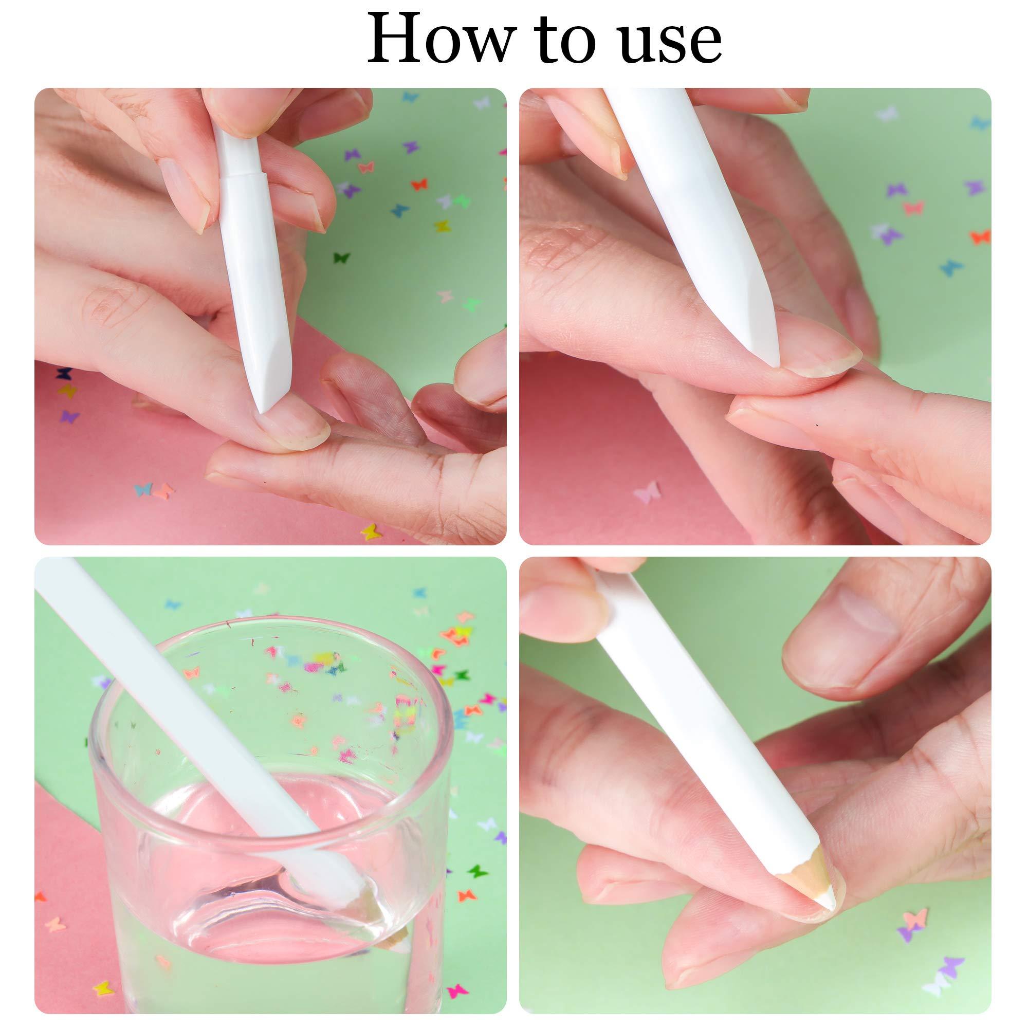 Maitys Maitys 1 Piece Nail Whitening Pencil 2-in-1 White Nail Pencil DIY Nail Design Manicure with Cuticle Pusher