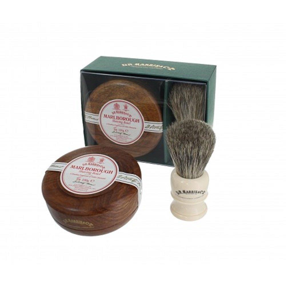 D.R. Harris D.R. Harris & Co. Marlborough Mahogany Shaving Bowl (100g) and Shaving Brush, Shaving Gift Set