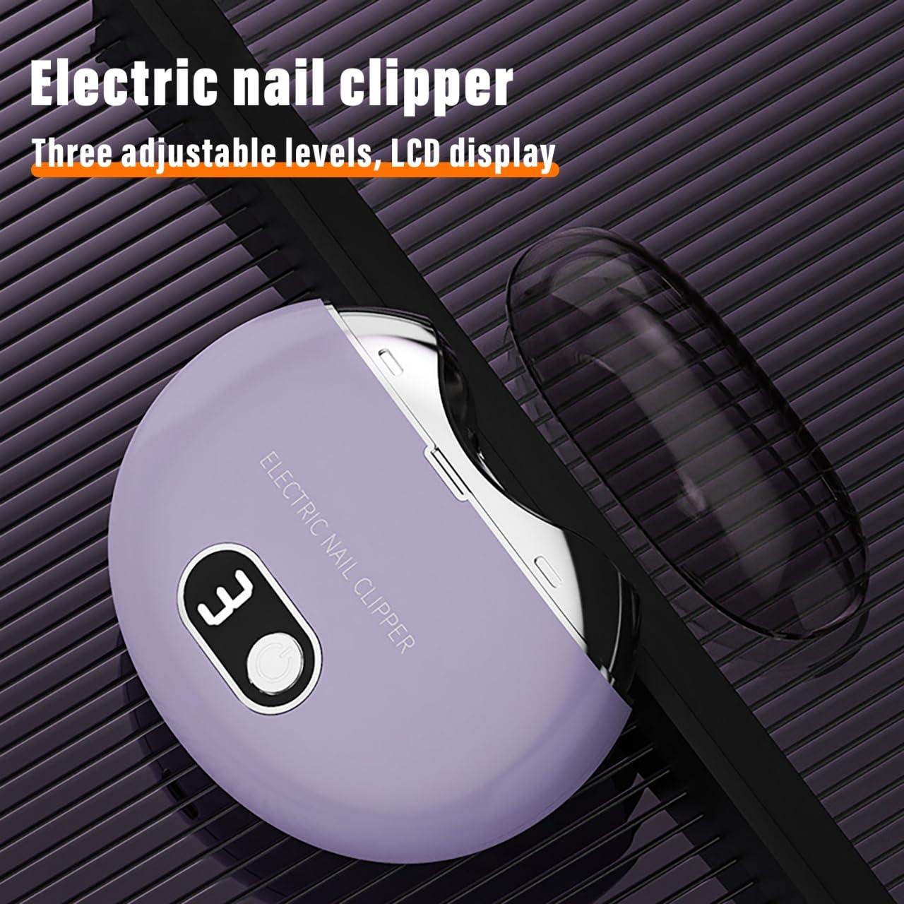 COOEURINS Electric Nail Clipper, Electric Toenail Clipper, 3-Speed Electric Nail Trimmer with LCD Digital Display, USB Rechargeable Safety Electric Nail Clippers for Kids, Adults, Elderly (Piano Black)