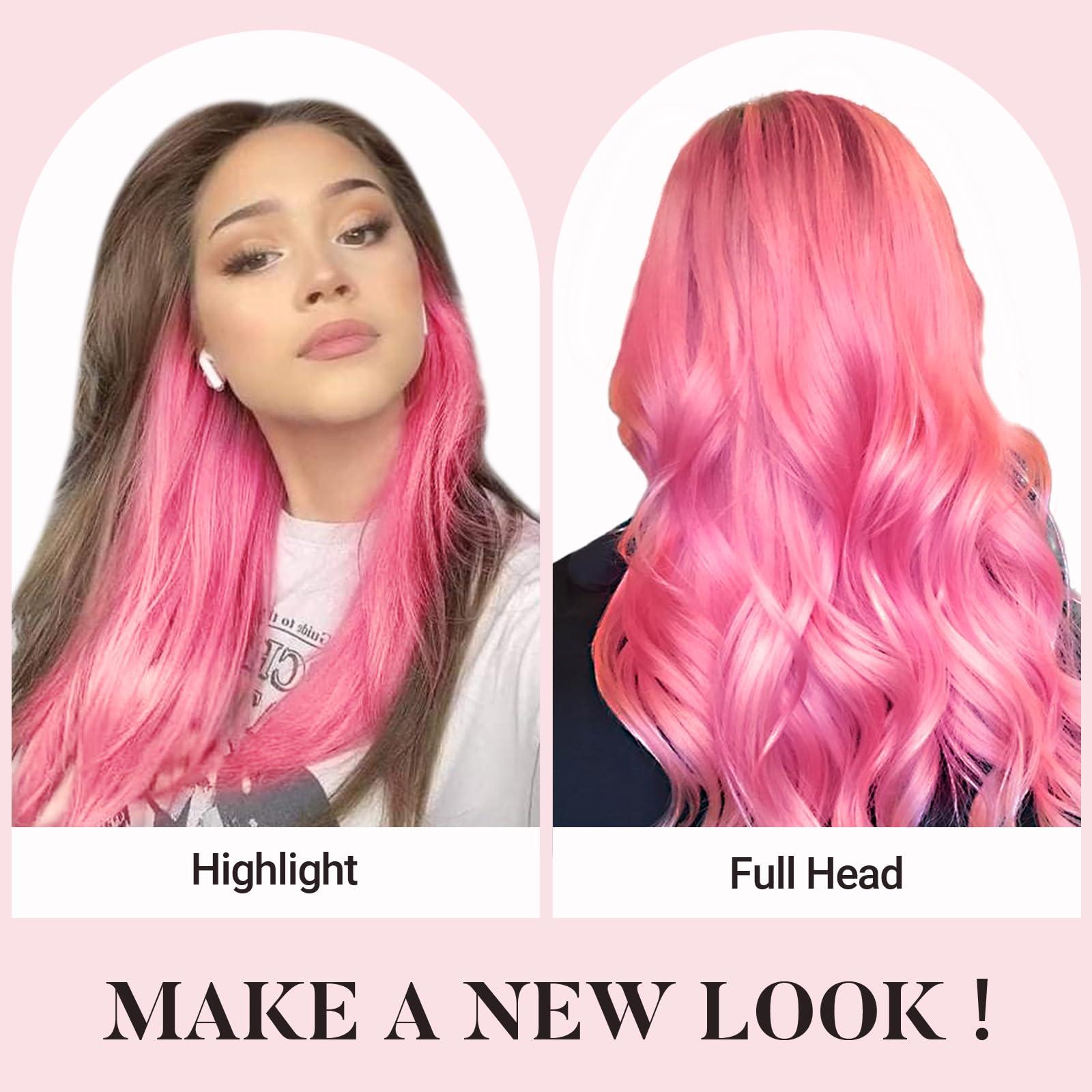 MAXITA MAXITA Tape in Hair Extensions Human Hair Light Pink Hair Extensions Tape ins, 10pcs 30g 20 Inch Colored Party Highlight Tape in Extensions Straight Soft Real Human Hair Extension