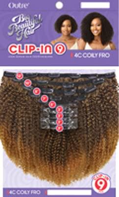 Purple Pack Outre Human Hair Blend Clip on Weave Premium Purple Pack Big Beautiful Hair Clip-In 4C Coily Fro 10" 9Pcs (S1B/33)