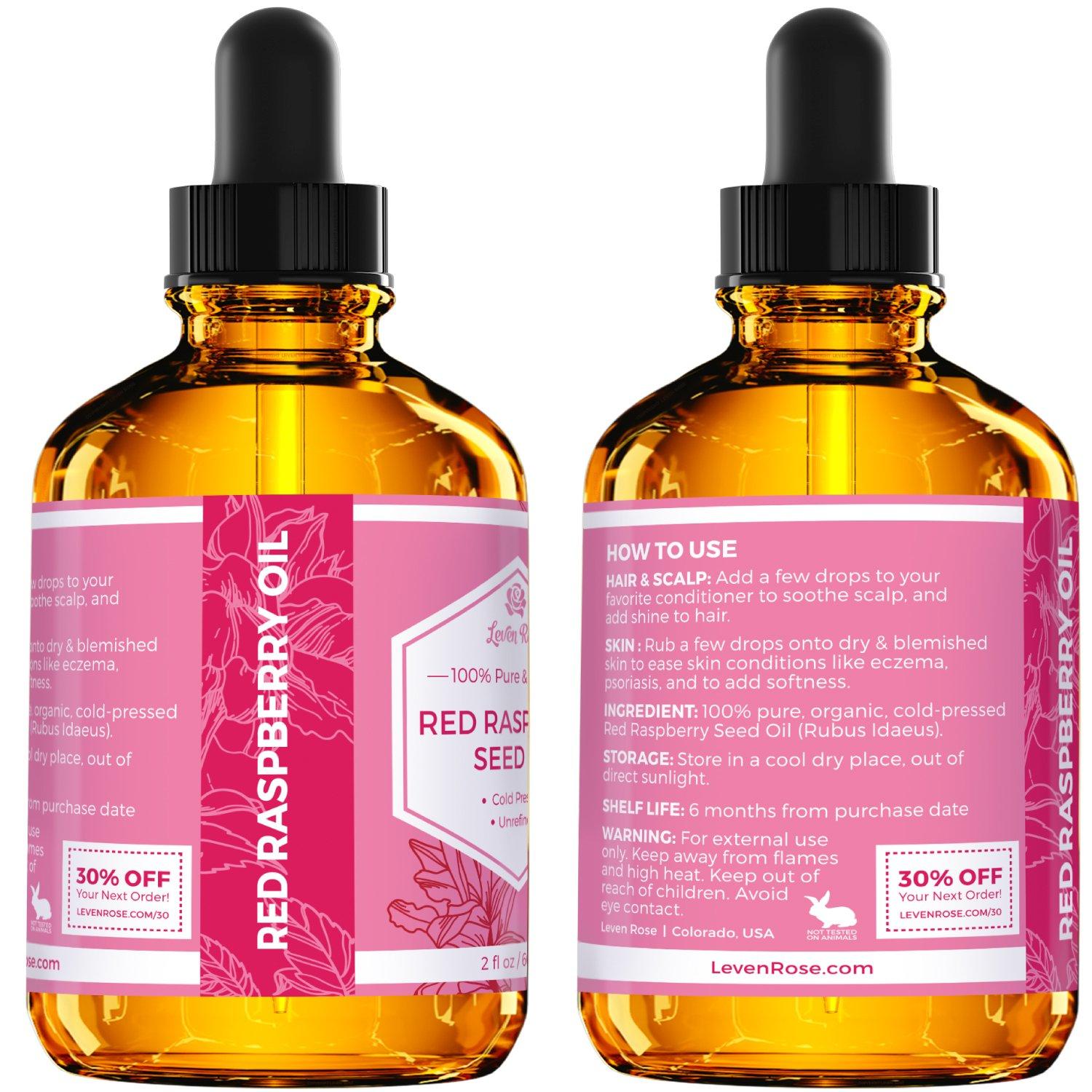 Leven Rose Leven Rose Red Raspberry Seed Oil Organic, 100% Natural for Face & Hands2 oz