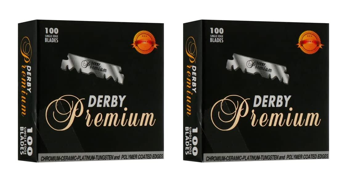 the shave factory The Shave Factory Straight Edge Razor Kit (Black / 200 Derby Premium Single Edge Razor Blades)