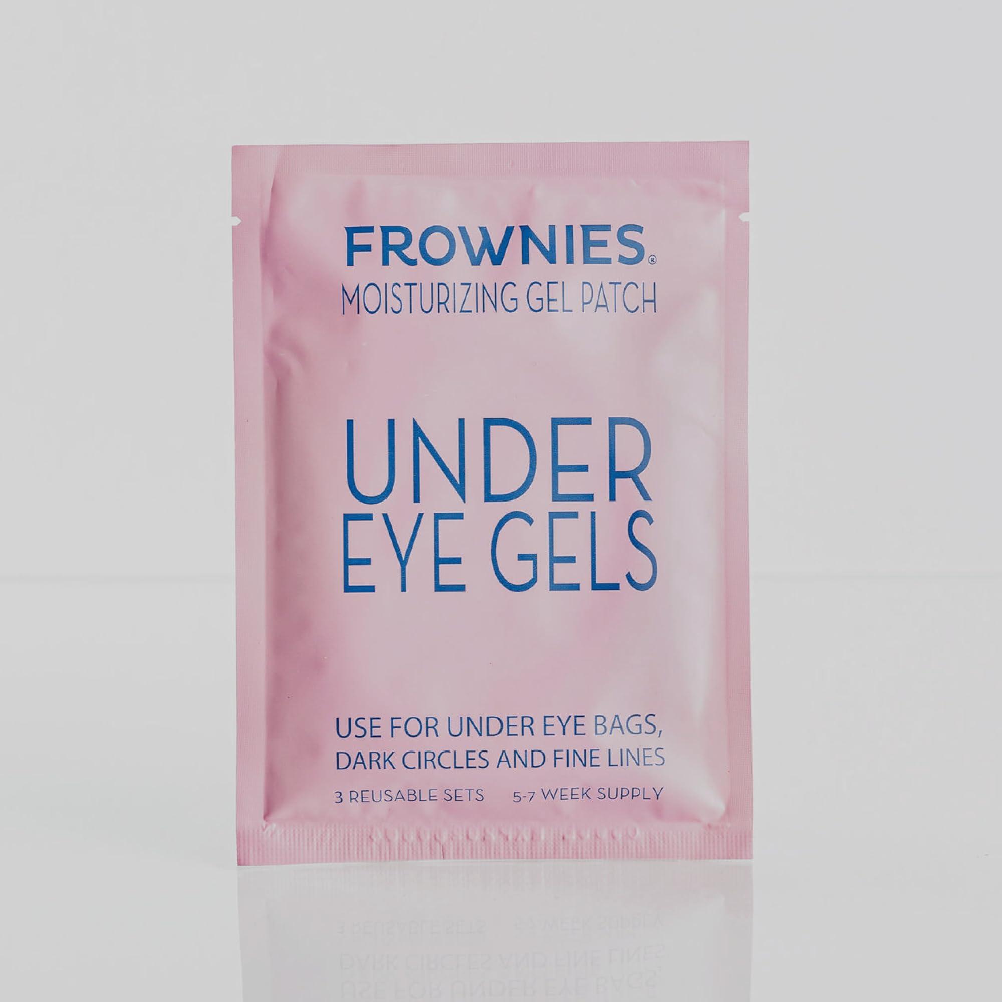 FROWNIES Frownies Under Eye Gel Patches for Puffy Eyes - Dark Circles with Cactus Collagen - Reusable, 3 Pack