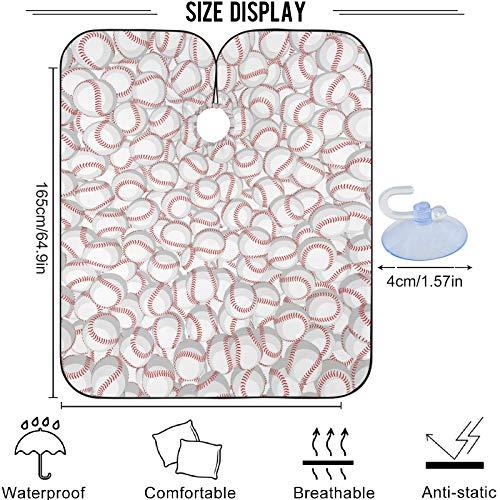 visesunny visesunny Barber Cape Baseball Cartoon 3D Pattern Polyester Hair Cutting Salon Cape Apron Anti-Static Haircut Shaving Cloth Beard Shaving Bib Hairdressing Cape