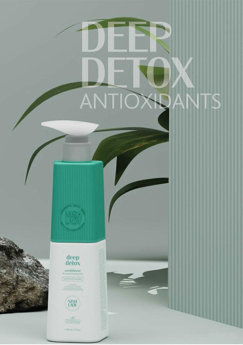 Nishlady Nishlady Deep Detox Clarifying Shampoo for Normal to Greasy Hair, 503 ml | Green Tea & Avocada Extracts (Conditioner)