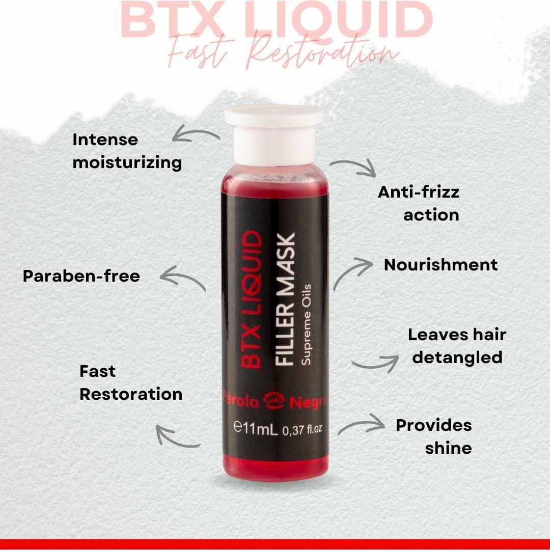 PROLA NEGRA GOLD THERAPY HAIR PROFESSIONAL Prola Negra Btx Liquid Filler Mask, Fast Restoration, Nourishment and Sealing of the Hair Strands, Box with 4 Ampoules of 11ml Each