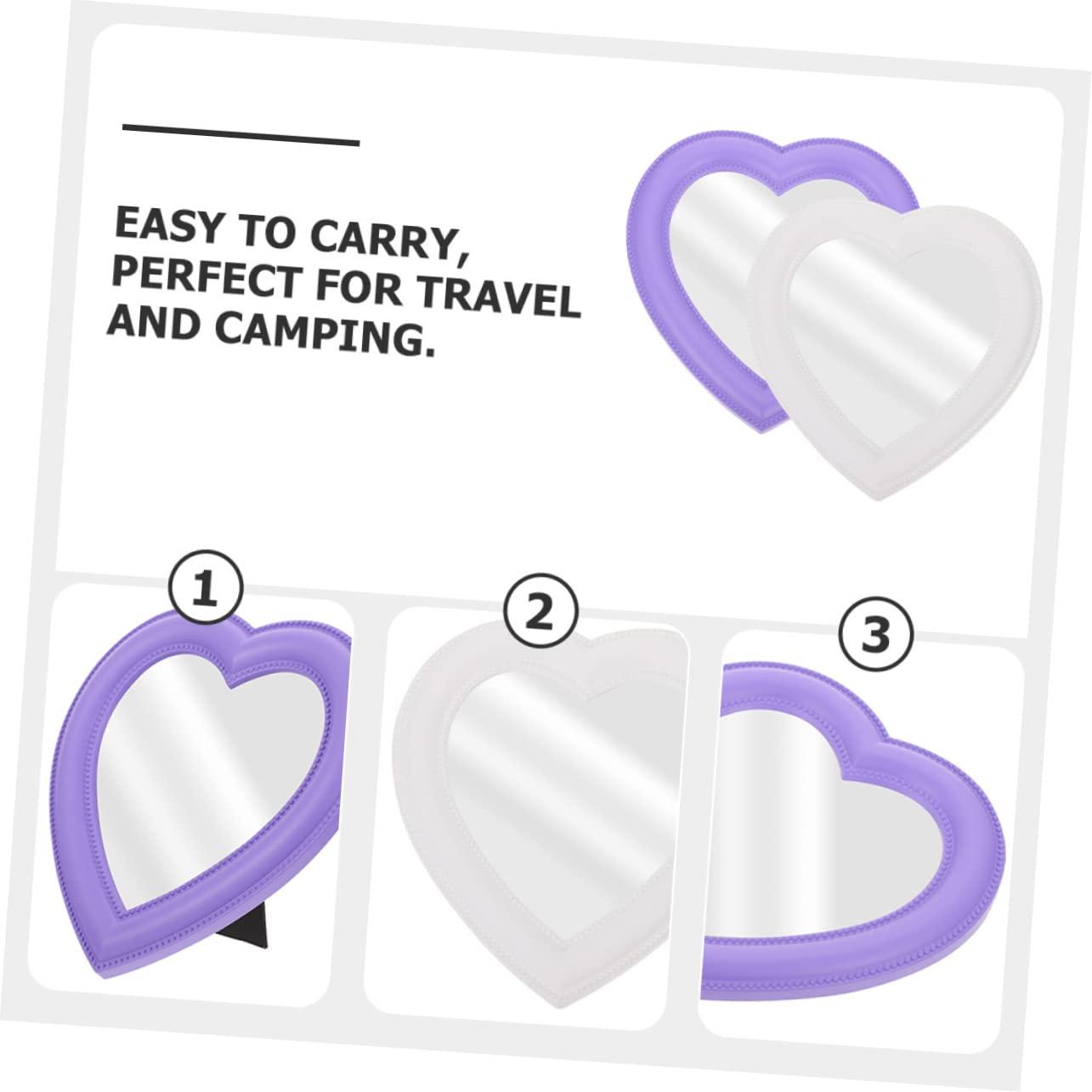 minkissy minkissy Desk Standing Makeup Mirror Set 2pcs Heart Shaped Vanity Mirrors for Women Mirror Surface