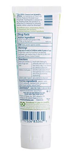 Tom's of Maine Tom's of Maine ADA Approved Wicked Cool! Fluoride Children's Toothpaste, Natural Toothpaste, Dye Free, No Artificial Preservatives, Mild Mint, 4.2 oz. 3-Pack (Packaging May Vary)