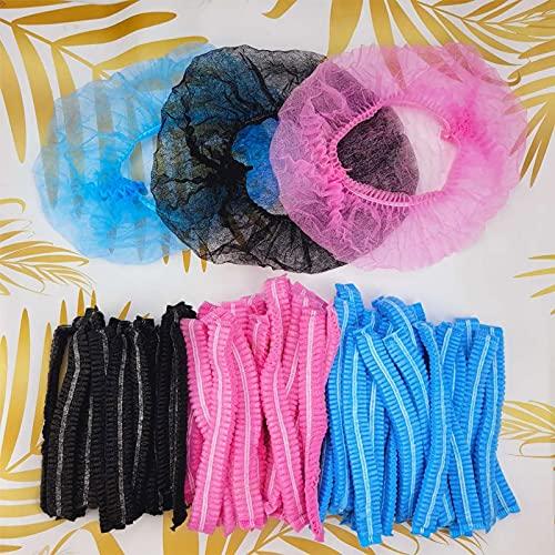 CLRBEATTY Disposable Hair Net,21”Bouffant Caps Hair Head Cover Nets,Bouffant Hair Nets,Protective Caps Elastic Dust Cap(100 Pack-Black)