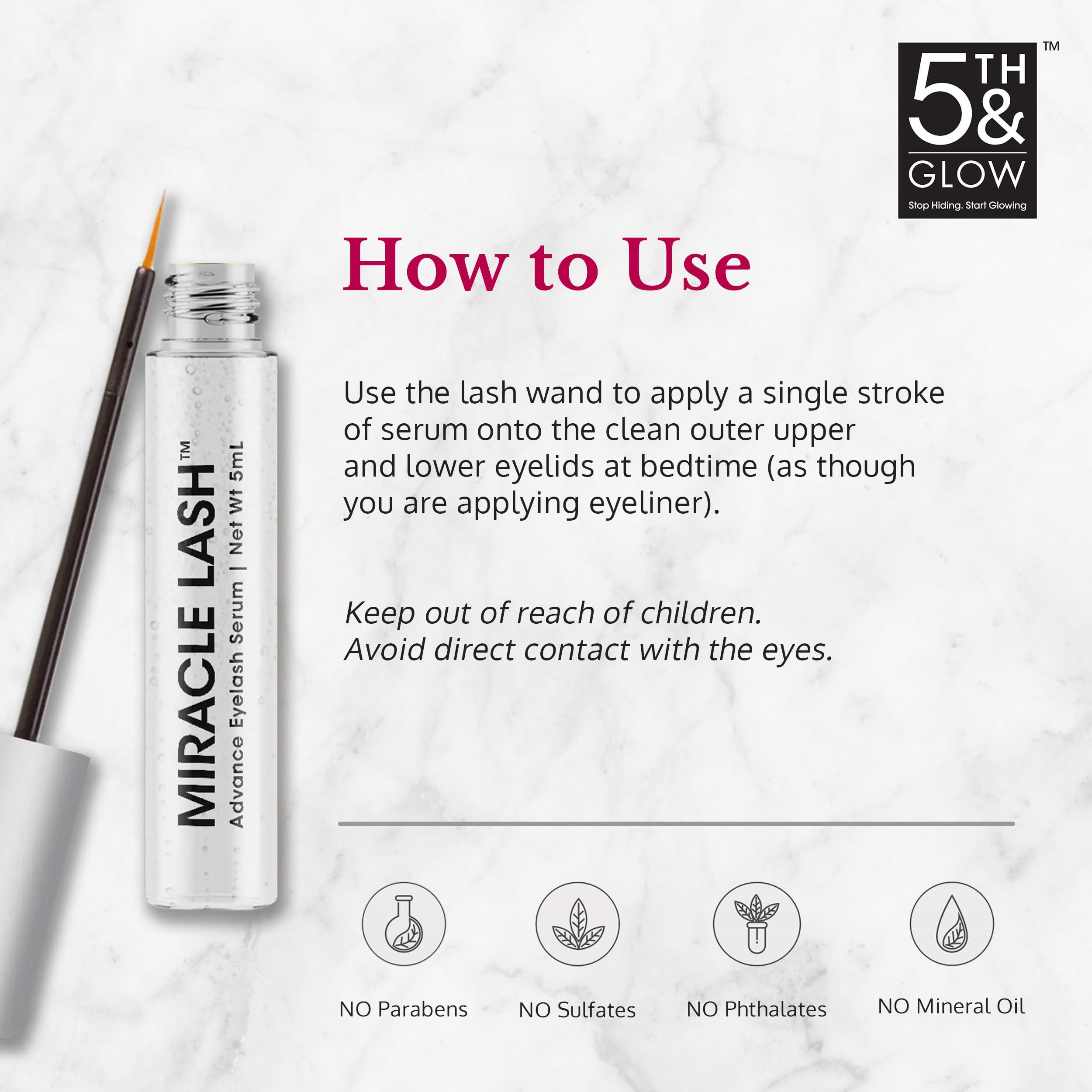 5th & Glow 5th & Glow Miracle Lash Enhancing Serum, Eyelash Serum to Nourish, Hydrate, and Protect Eyelashes, Lash Serum for Eyelash Growth