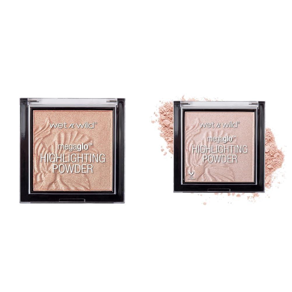 wet n wild wet n wild MegaGlo Highlighting Powder, Highlighter Makeup, Shimmer Glow, Natural Pink Precious Petals & Pink Rose Gold Blossom Glow