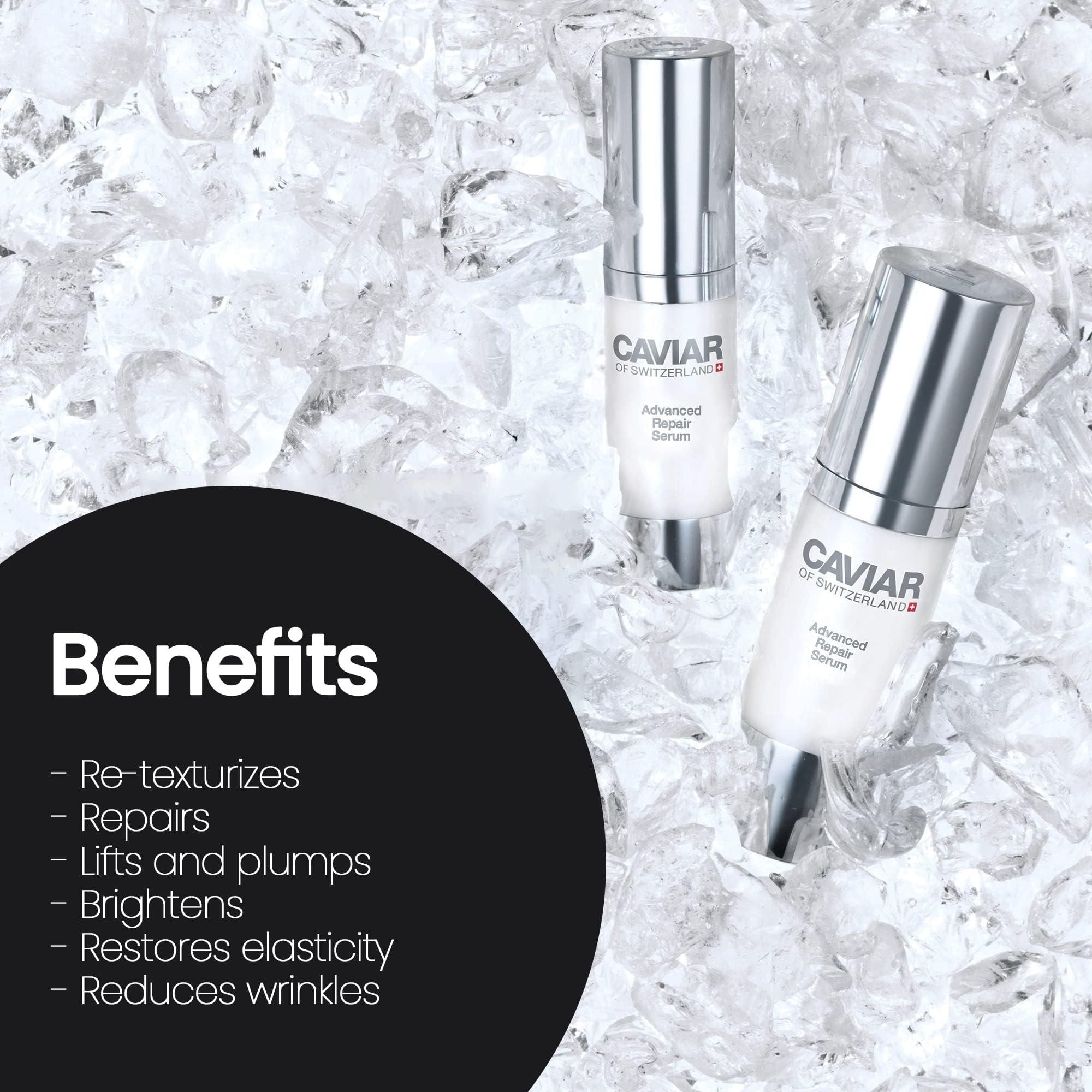 CAVIAR OF SWITZERLAND Caviar Hydrating Extract Face Serum - Advanced Repair Serum for Anti-Aging, Facial Lifting & Firming Effect, Removes Wrinkles & Fine Lines | Glowing Skin with Vitamin E & Reduced Dryness (30ml)