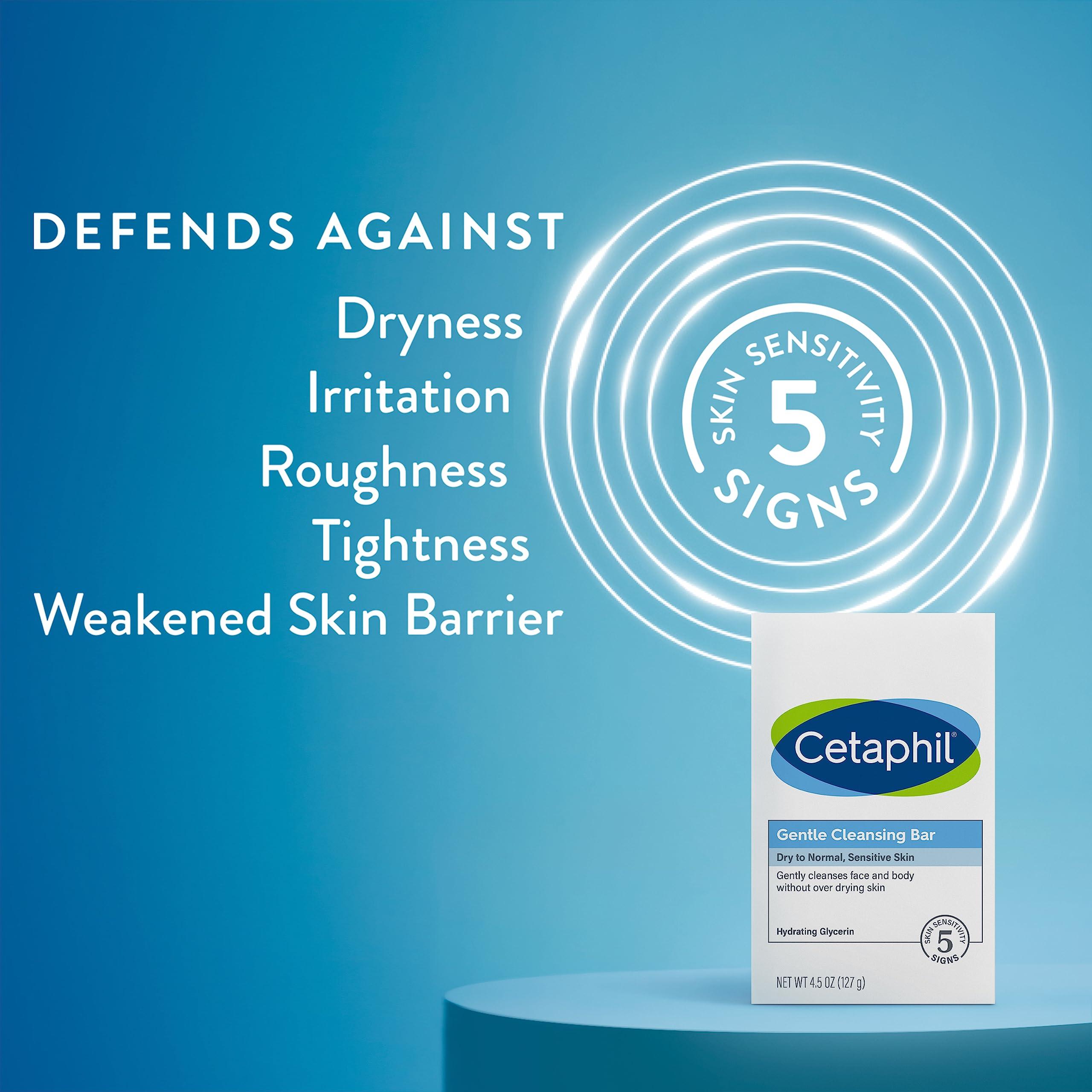 Cetaphil CETAPHIL Gentle Cleansing Bar, 4.5 oz Bar (Pack of 6), Nourishing Cleansing Bar For Dry, Sensitive Skin, Non-Comedogenic, Dermatologist Recommended Sensitive Skincare Brand