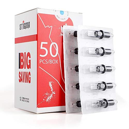 STIGMA STIGMA Disposable Tattoo Cartridge Needles 50Pcs Assorted Sizes 5RS 9RS 5M1 7M1 9M1 11M1 5RM 7RM 9RM 11RM of Round Shader/Weaved Magnum/Round Magnum EN05-50KIT-D