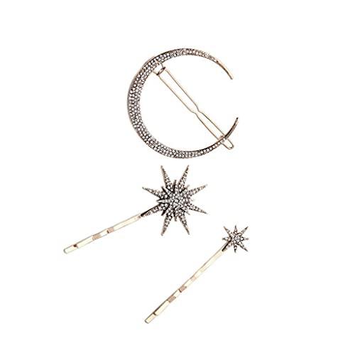 Baoblaze Baoblaze 18 Pieces Vintage Beauty Crystal Crescent Moon Star Headwear Hairpin Hair Clip Jewelry Set