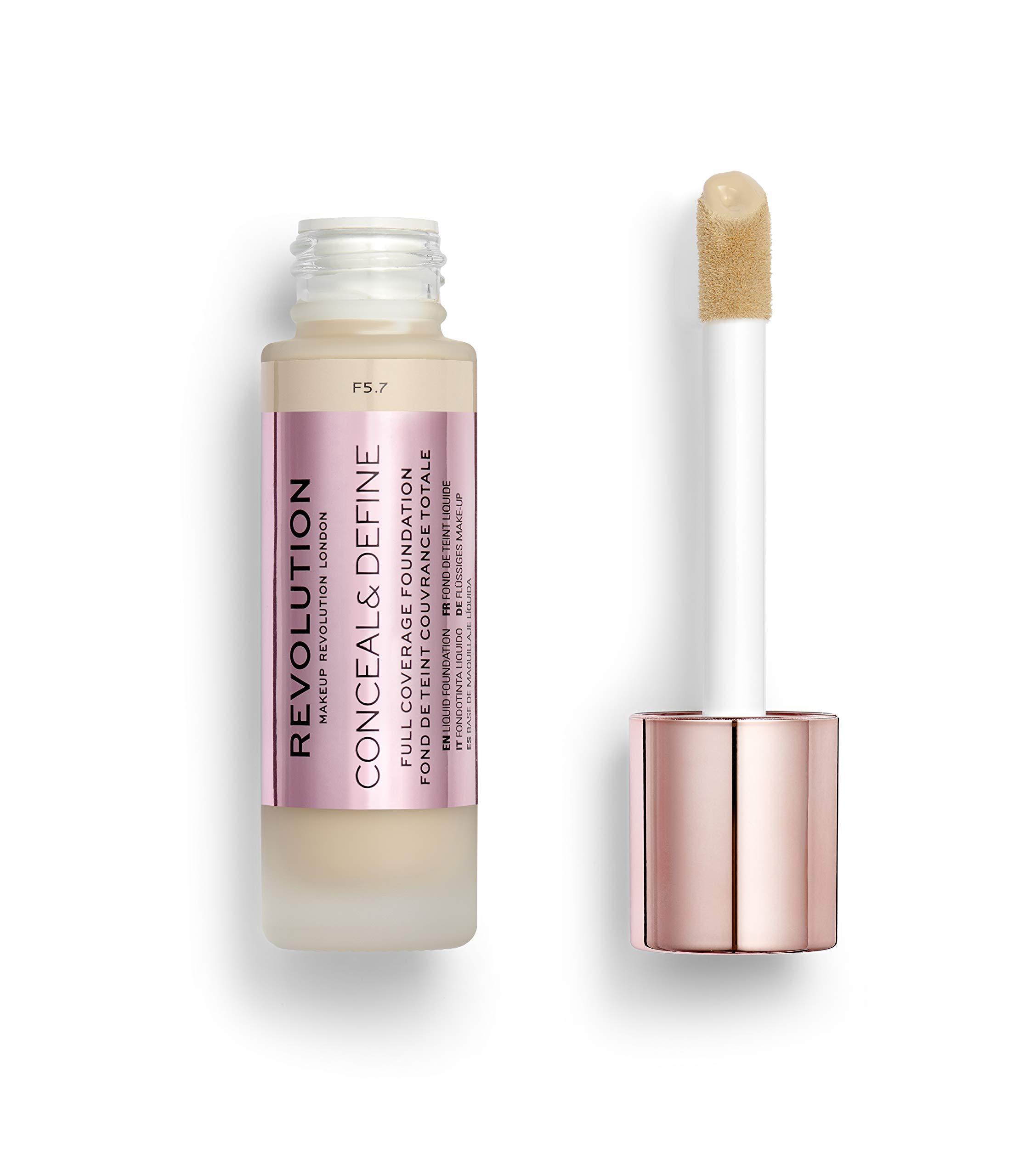 MakeUp Revolution Revolution Beauty, Conceal & Define Foundation, Full Coverage, Long-Lasting Matte Finish, Vegan & Cruelty Free, F1 Fair Skin Tones, 0.8 Fl. Oz.