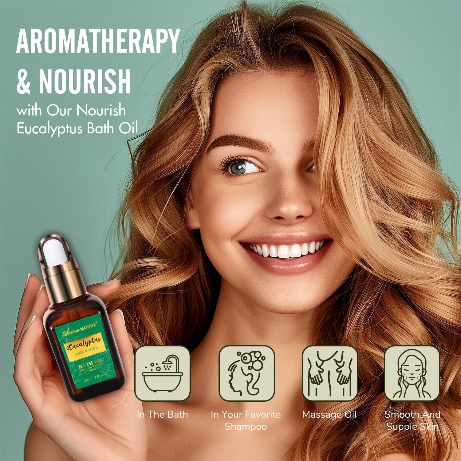 ArioseMonde Gift Baskets for Women, Spa Gifts for Women-13pcs Eucalyptus At Home Spa Kit with Body Salt, Bubble Bath. Relaxing Bath Sets for Women Gift, Birthday Gifts for Women, Mothers Day Gifts for Mom