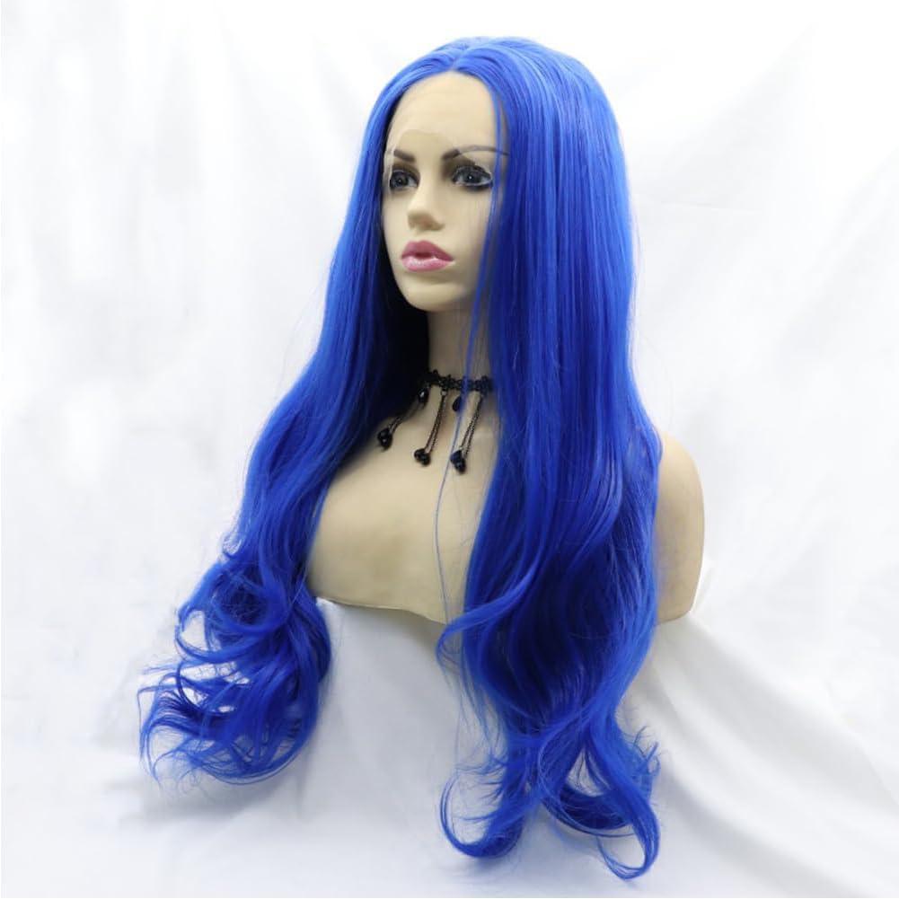 Kalisa Kalisa Dark Blue Wig for Women Synthetic Lace Front Wig Long Body Wavy Blue Glueless Wig Heat Resistant Fiber Premium Navy Blue Wig Daily Use Cosplay 24Inch