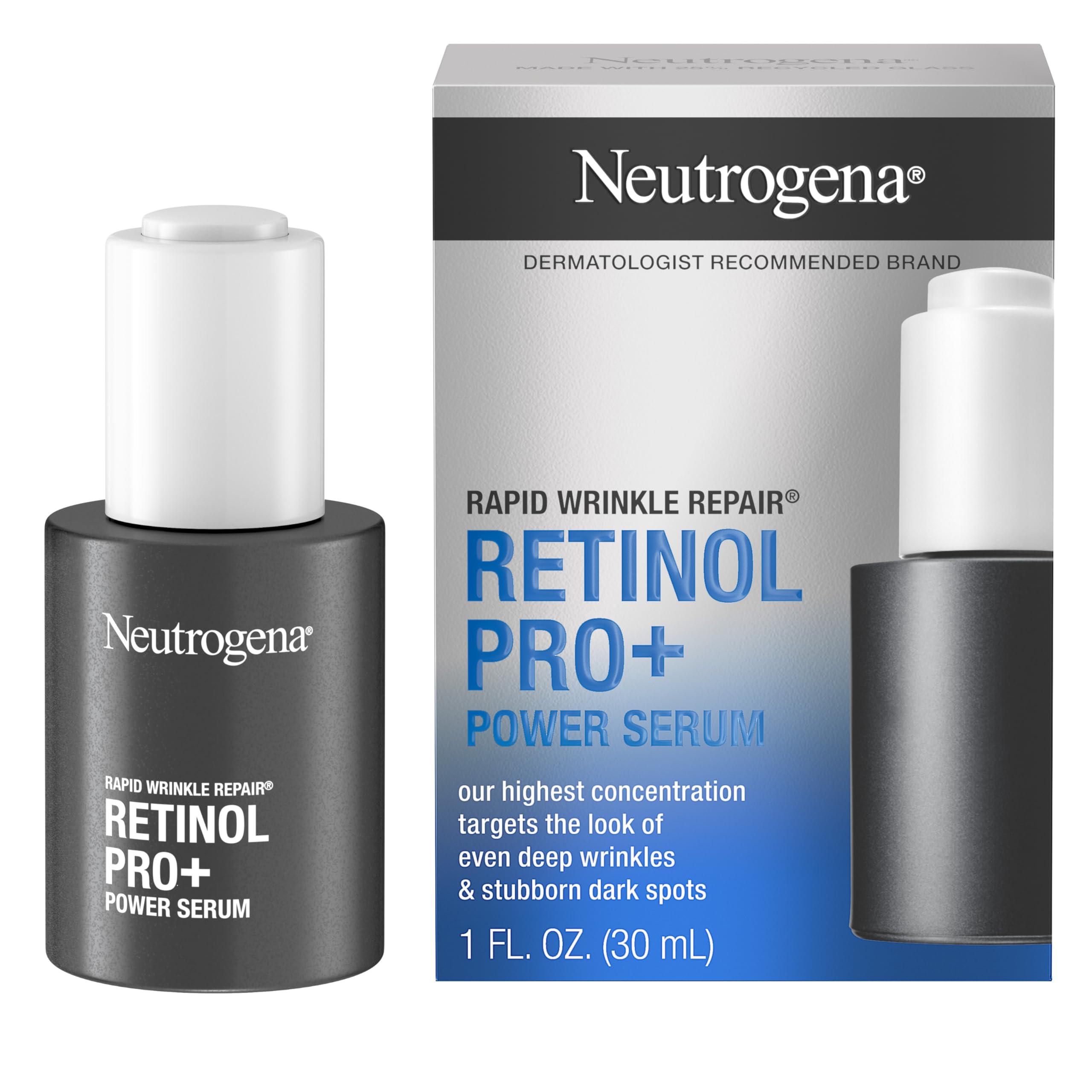 Neutrogena Neutrogena Rapid Wrinkle Repair Retinol Pro+.5% Power Facial Serum, Gentle Anti-Aging Face Serum with.5% Pure Retinol & Nourishing Emollients, Non-Comedogenic, Paraben-Free, 1 fl. oz