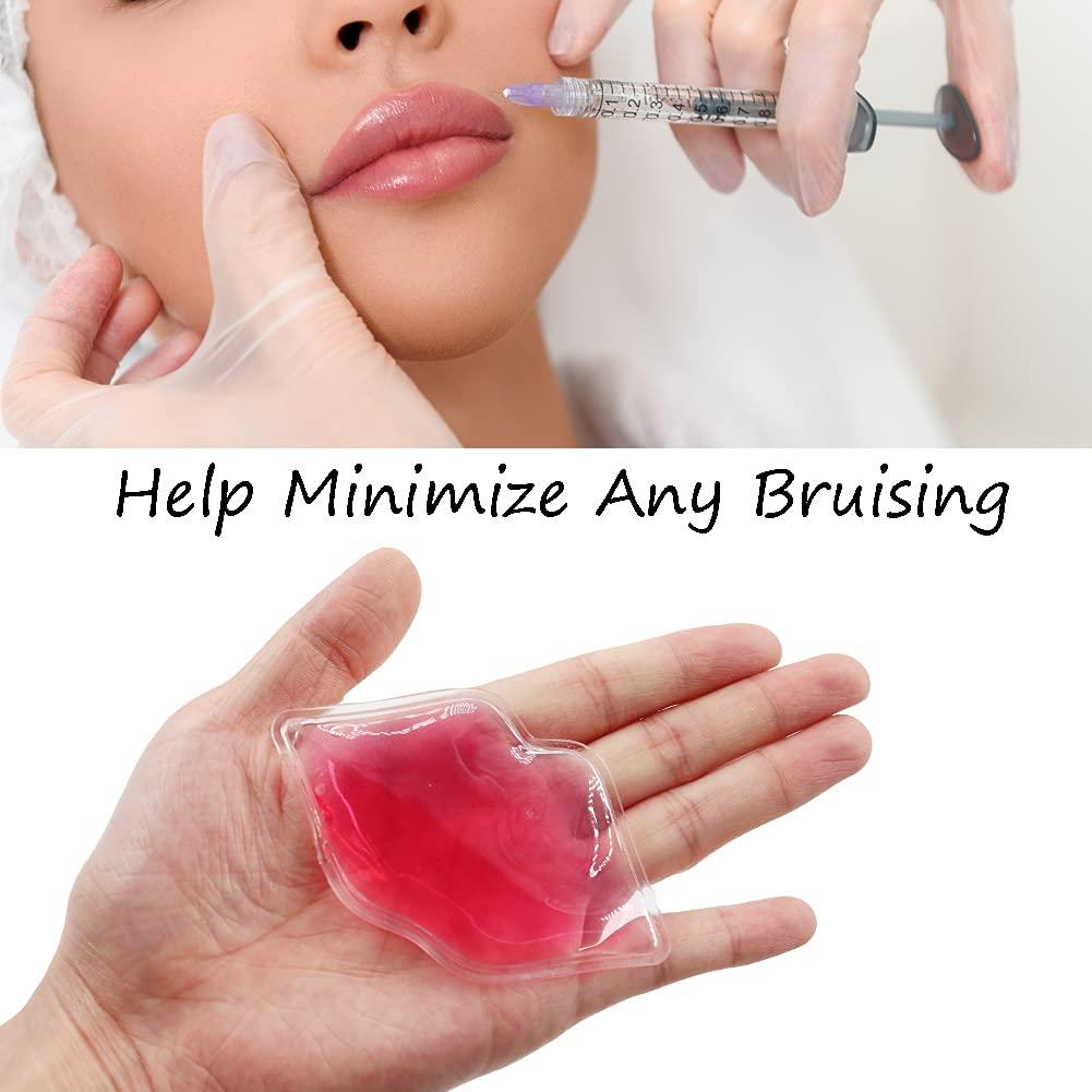 HI FINE CARE Lip Ice Pack for Cosmetic (10 Pack) Small Ice Pack for Lip Filler, Mini Ice Pack Cold Use for Lip Keep Lipstick from Fading, Heat Use for Makeup Remover, Gift for Girl Woman (5 Pink + 5 red)