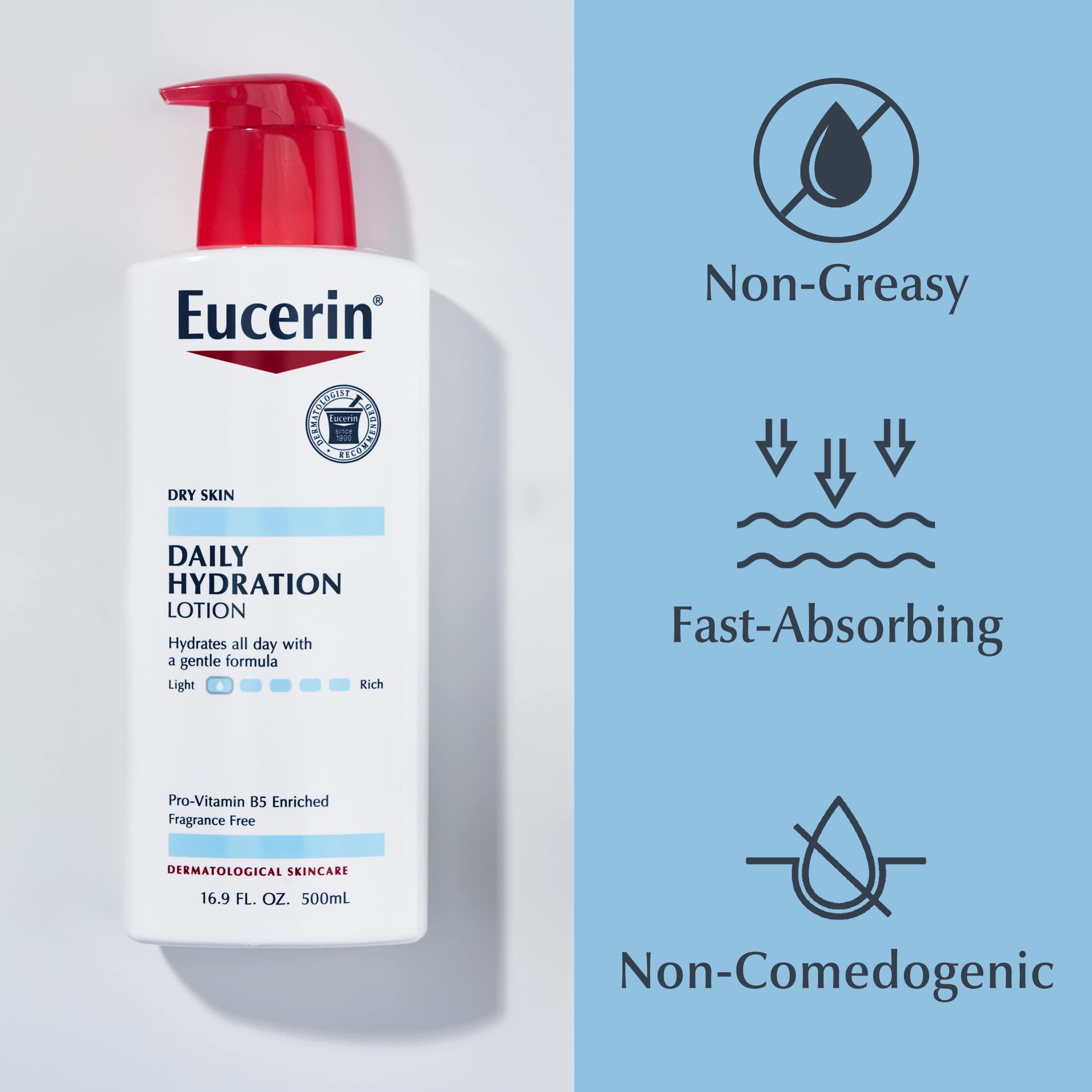 Eucerin Eucerin Daily Hydration Body Lotion, Unscented Body Lotion for Sensitive Dry Skin, 16.9 Fl Oz Pump Bottles, 3 Pack