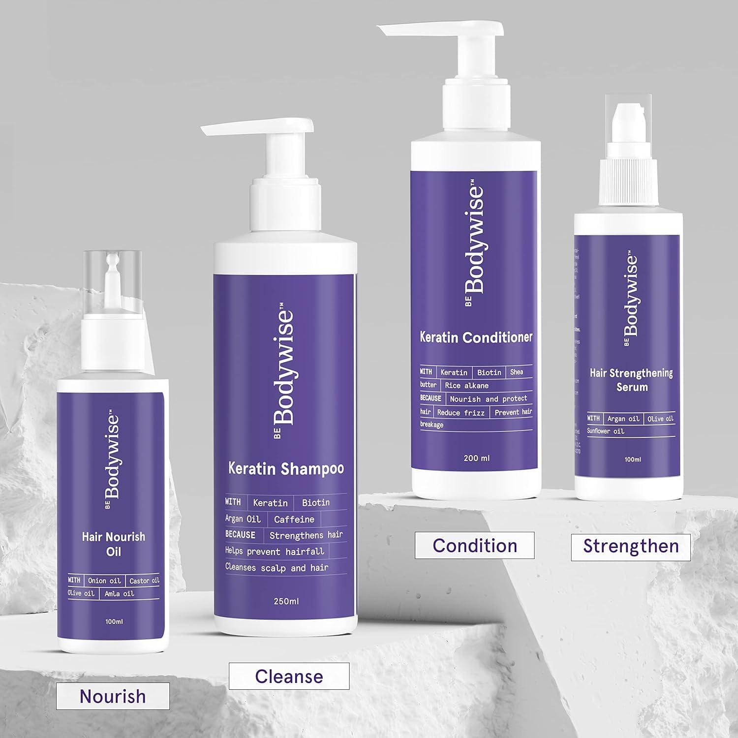 Generic Be Body.wise Keratin Hair Fall Control Shampoo & Conditioner | Ultra Smoothing Shampoo + Conditioner with Niacinamide, Biotin, Argon Oil, Shea Butter & Caffeine | Paraben & SLS free, 450ml.