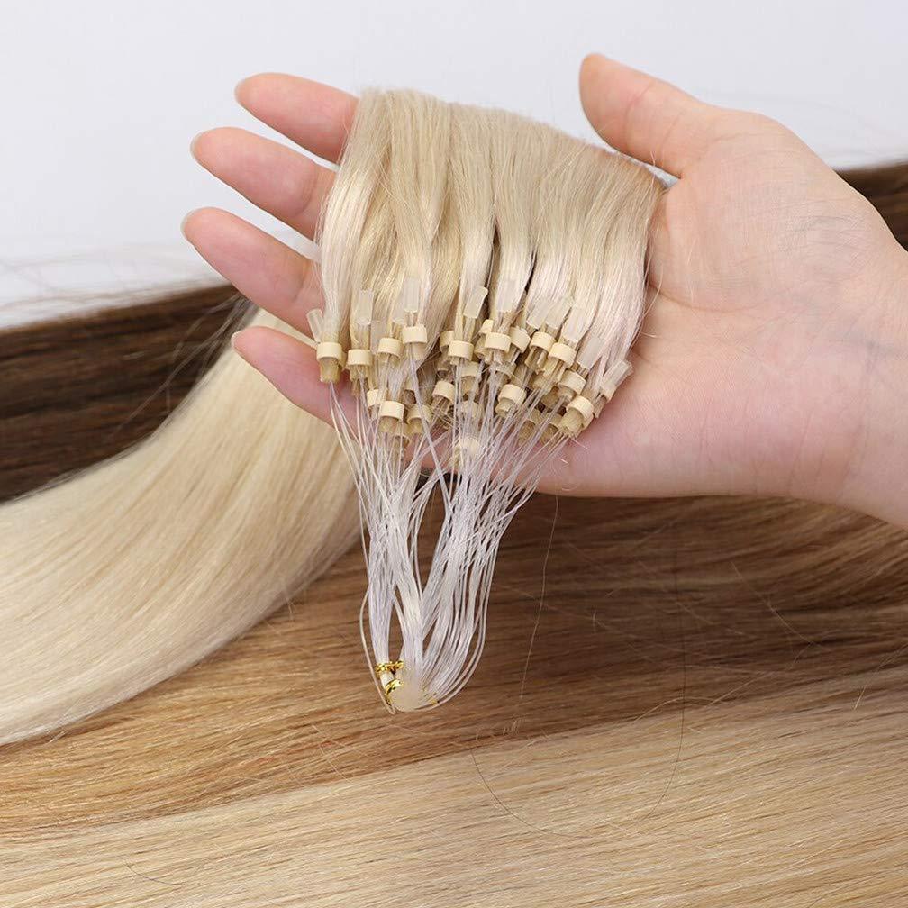 Drasawee Drasawee 1 Gram Micro Ring Loop Fish Line Hair Extensions Wavy Long Remy Hair Extensions Women\'s Wigs-Gift 20\'\' 100 strands/set 20#