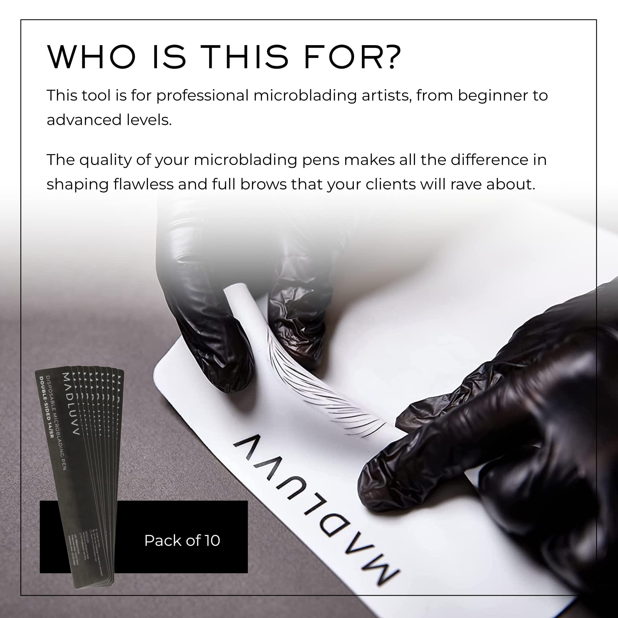 MADLUVV MADLUVVV 2-in-1 Micro Brow Sterile Pen for Professional Brow Artistry, Premium Micro Hair Strokes & Shading, Disposable Double Sided Pens for Eyebrow Ink - #14/5R