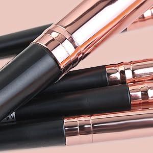 Vebermo Personalized Gift Custom Makeup Brush Set with Custom Brush Case, 18 Pcs Premium Synthetic Personalized Makeup Brushes Foundation Eyeshadow Brush Powder Blush Concealers Brush Set(Blackgold)